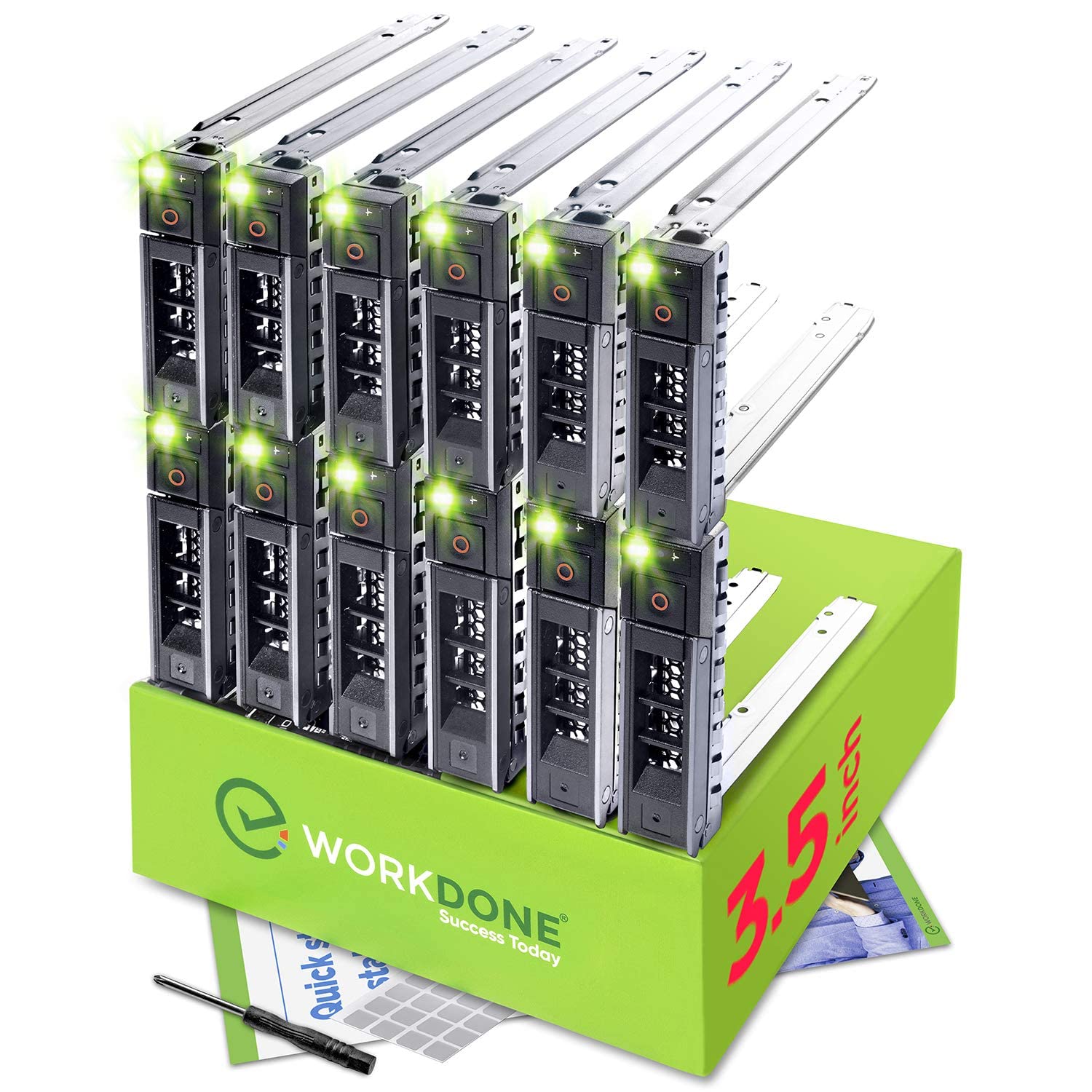 Workdone 12 Pack   3.5'' Hard Drive Caddy   Compatible For Dell Poweredge Selected 14 15Th Gen. Servers   With Detailed Setup Ma