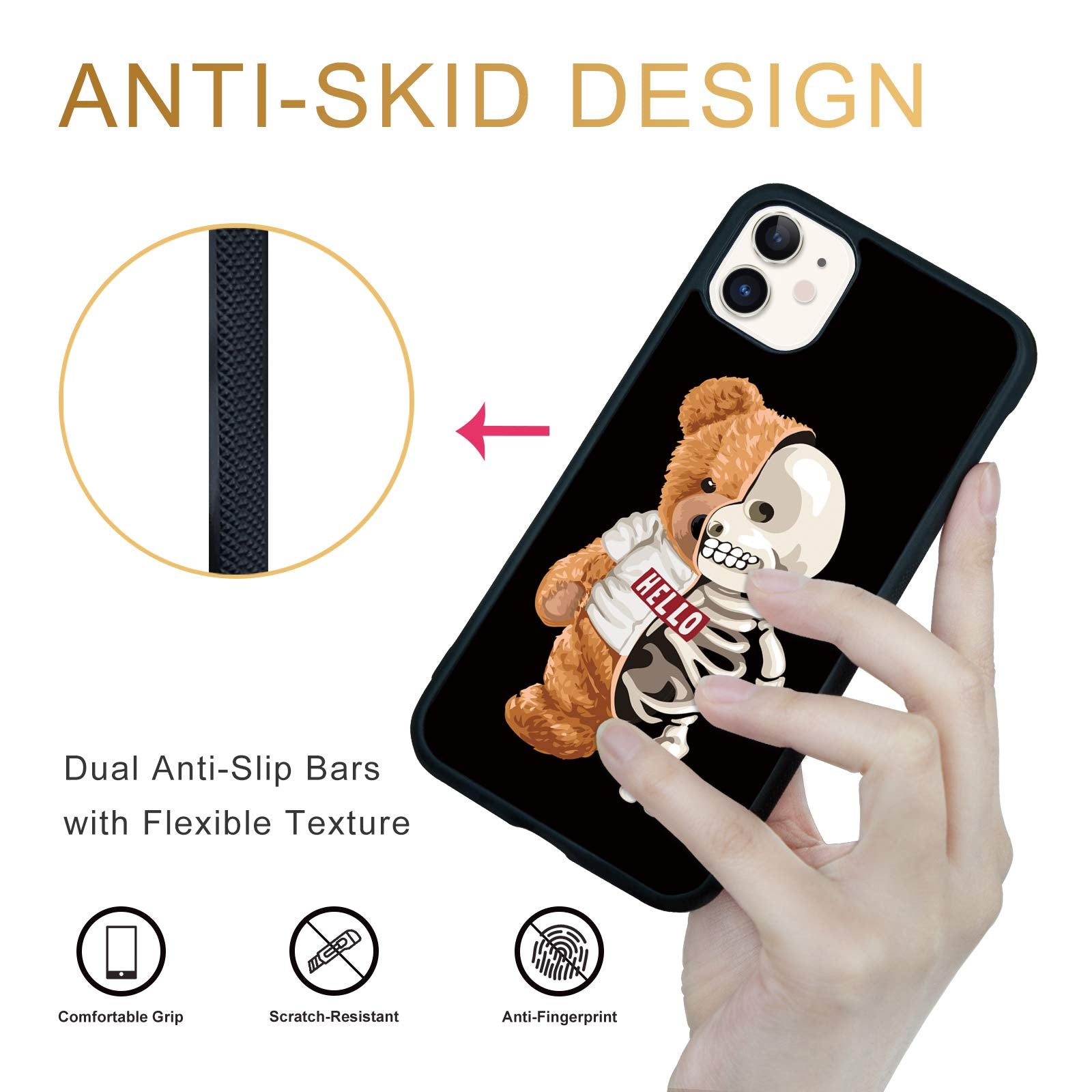 Fanxi Baby Bear Phone Case Compatible With Iphone 11 6.1 Inch   Shockproof Protective Tpu Aluminum Cute Cool Pug Phone Case Desi