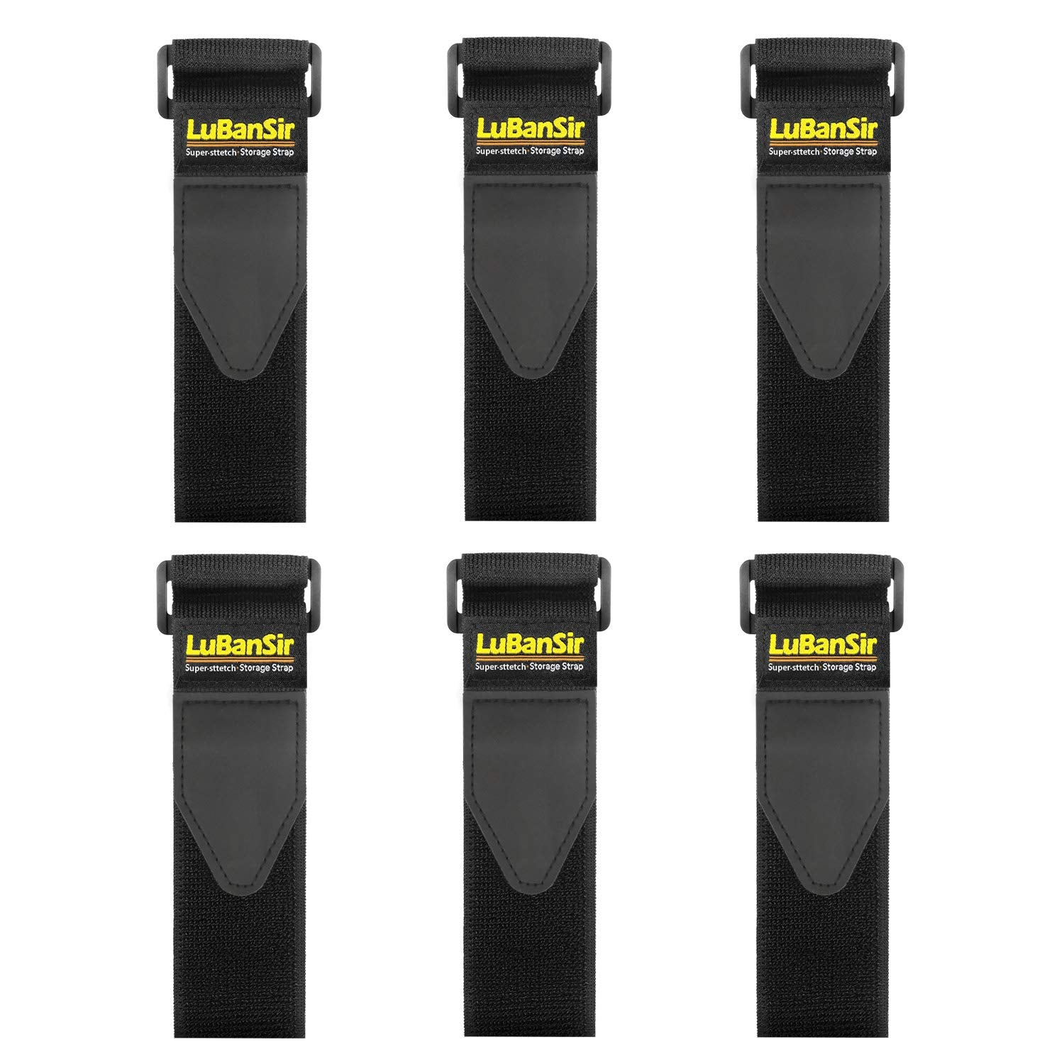 Lubansir Cinch Straps   2'' X 18'' (6 Pack) Elastic Hook And Loop Storage Straps With Buckle For Bicycle, Truck, Boat And More F