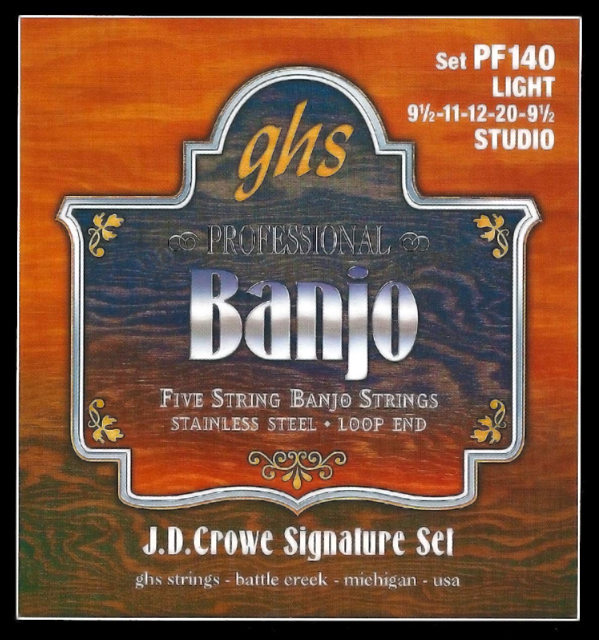 Ghs Strings Pf140 J.D. Crowe Signature Series (Studio), 5 String Stainless Steel Banjo Strings (.009 1/2 .020)