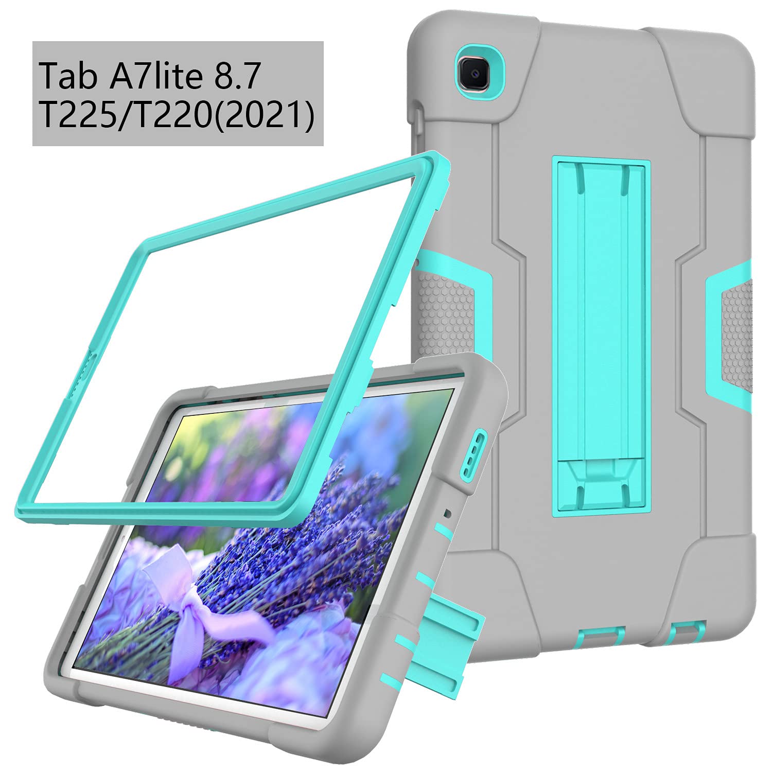 Meifei Case For Samsung Galaxy Tab A7 Lite 2021, For Galaxy Tab A7 Lite Case 3 In 1 Heavy Duty Kickstand Silicone Hybrid Protect