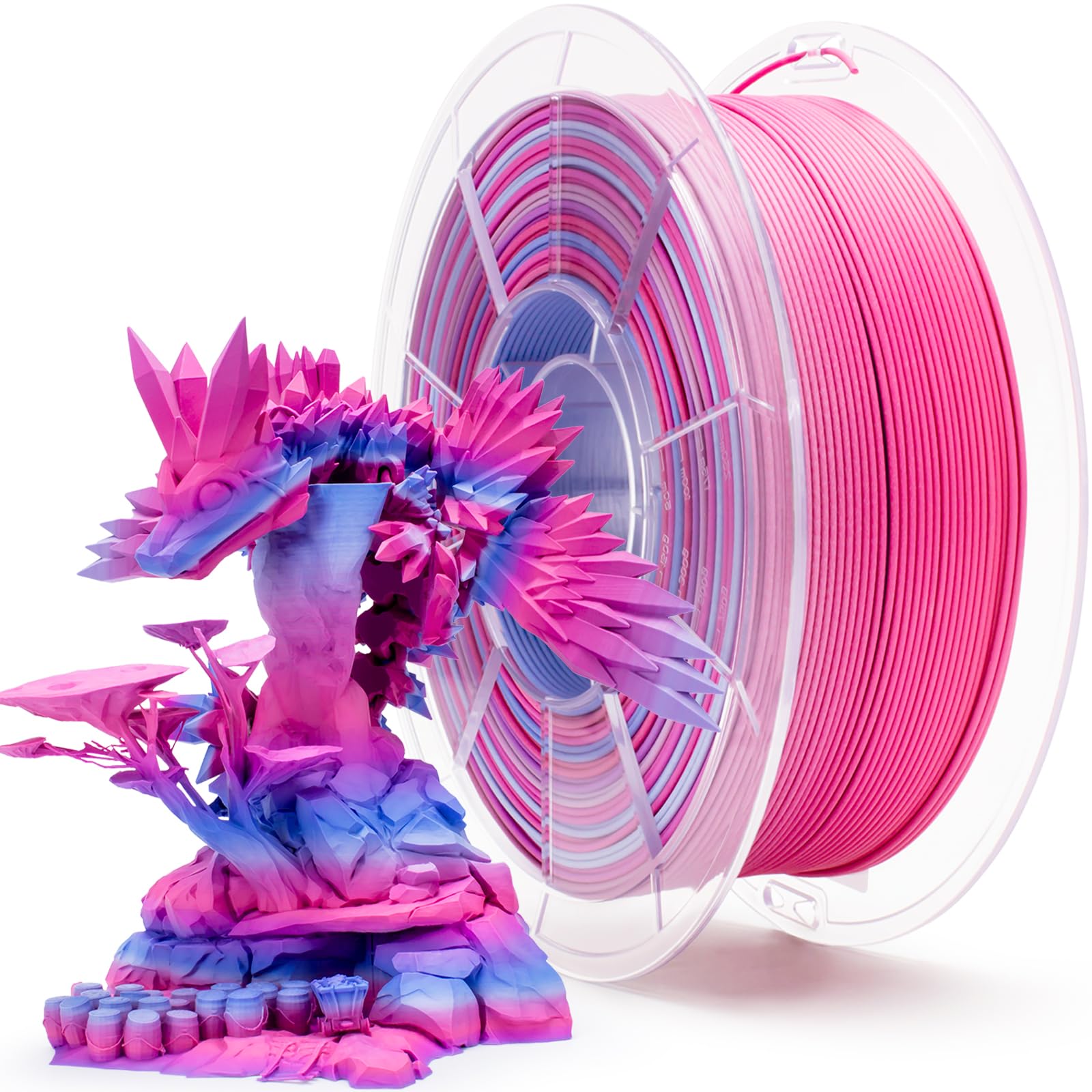 ZIRO Fast Color Changing PLA, Matte Multi Colors Filament 1.75mm, Matte Rainbow 3D Printer Filament, Dimensional Accuracy +/-0.0
