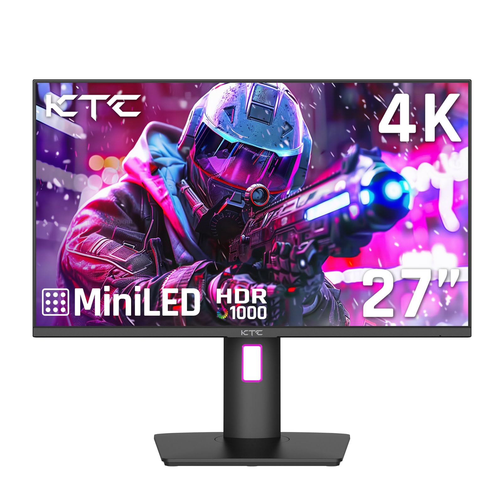 KTC 27 Inch 4K Mini LED Monitor, Fast IPS, HDR1000 160Hz 144Hz Gaming Monitor, Speakers, Type-C 90W, HDMI/DP/USB, Swivel/Height/