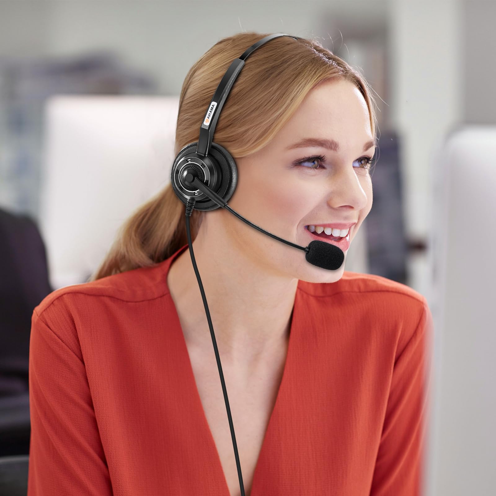 Arama Usb Headset With Microphone Noise Cancelling, Comfort Fit Computer Headset With Microphone For Pc Laptop Mac Skype Zoom Uc Webinar Business Call Center Home Office