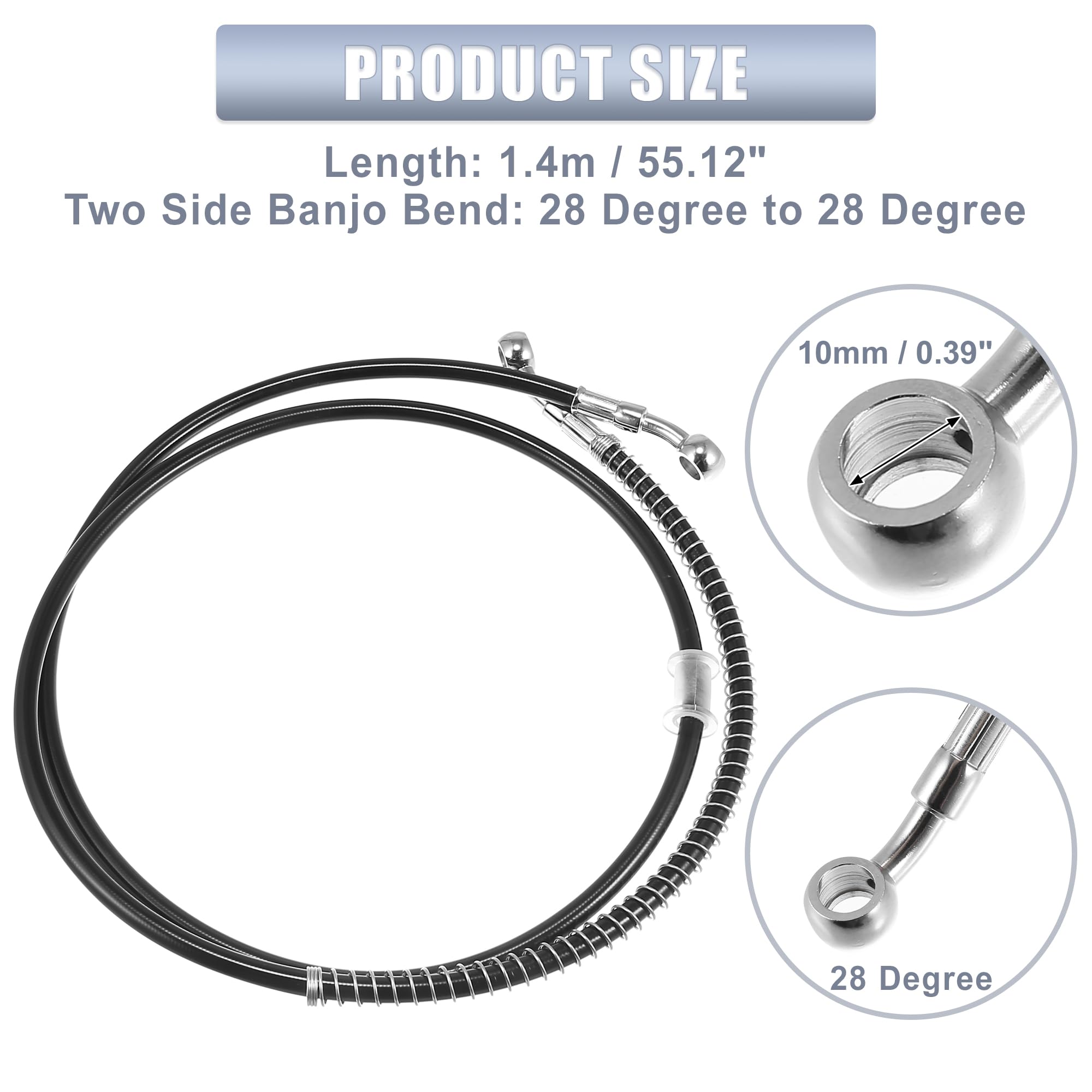 Motoforti 55.12 Length 10Mm Id Motorcycle Hydraulic Brake Line Oil Hose Pipe Stainless Steel Braided Cable For Atv Motocross Spo