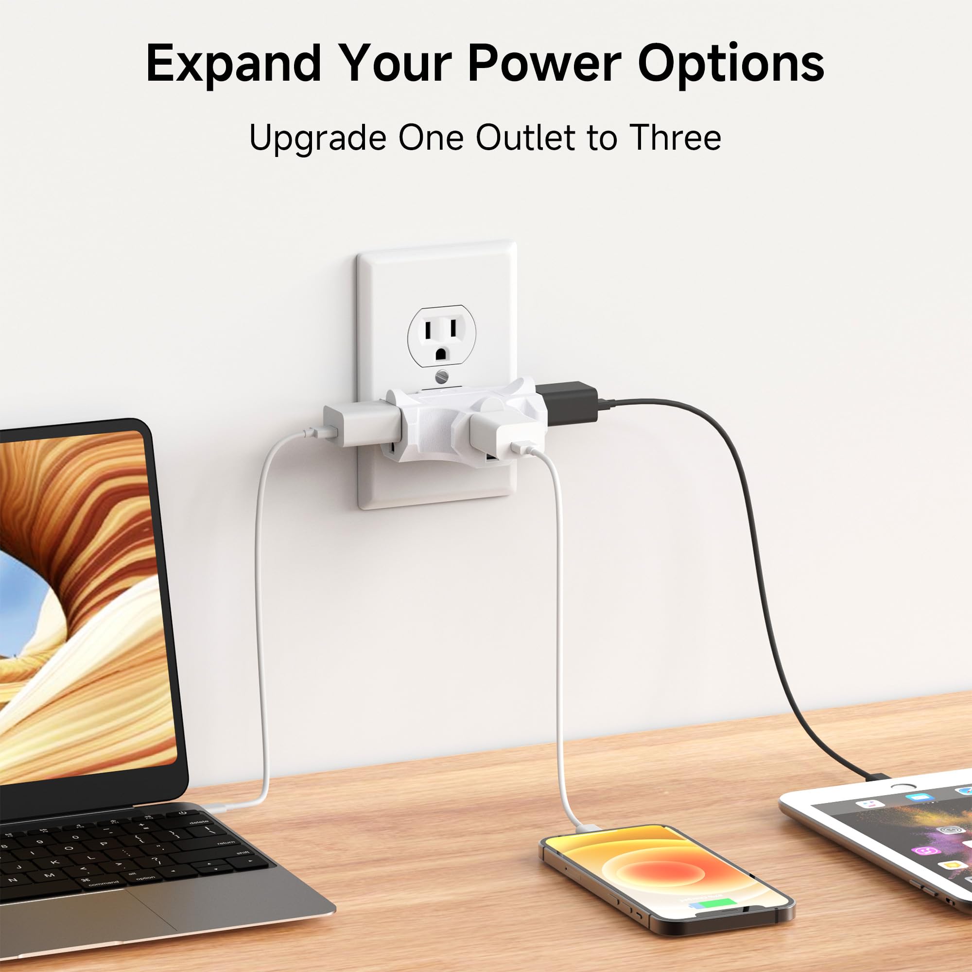 [Ul Listed] Cable Matters 3 Pack 3 Way Plug Adapter 15A 1875W, 3 Prong 3 Outlet Adapter, Power Splitter Plug Outlet, 3 Way Elect