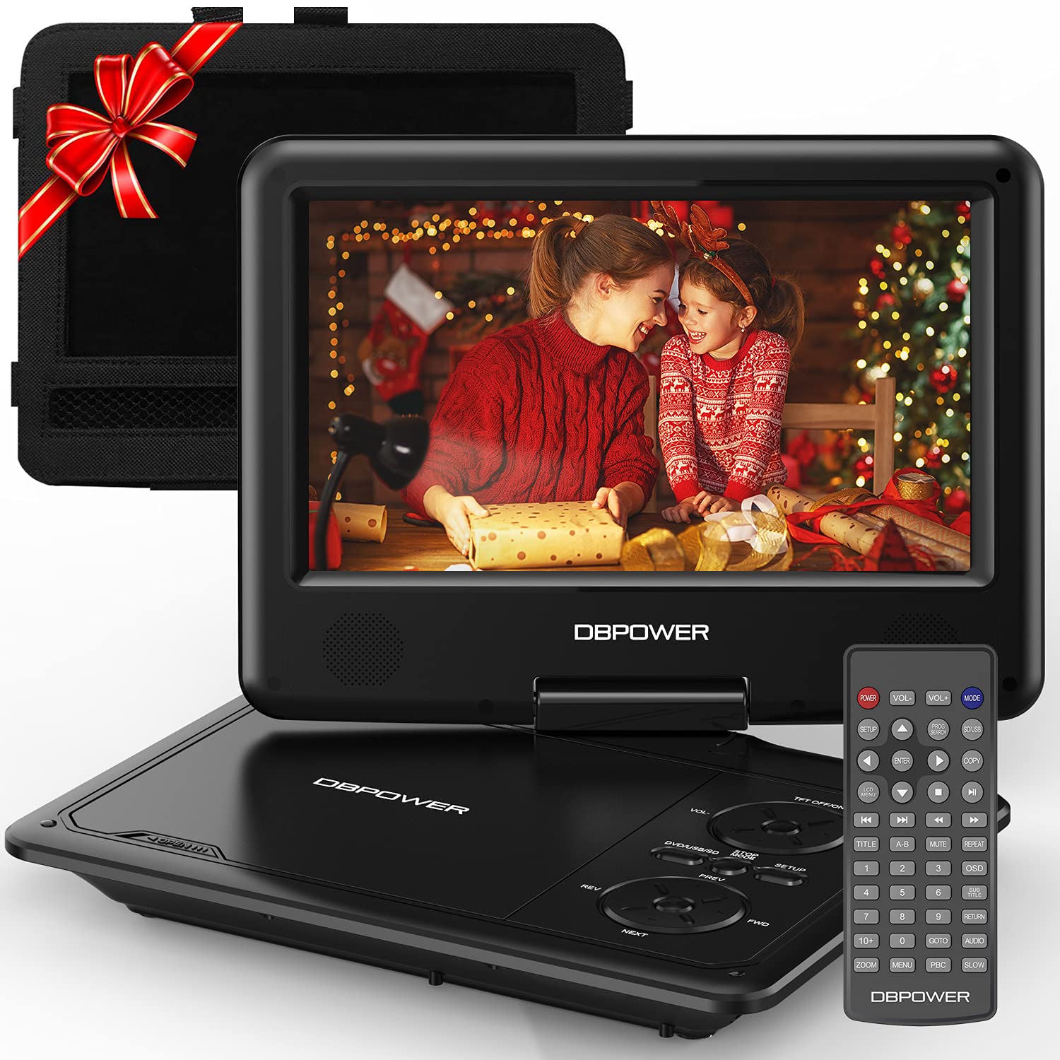 Dbpower 11.5'' Portable Dvd Player, 5 Hour Built In Rechargeable Battery, 9'' Swivel Screen, Support Cd/Dvd/Sd Card/Usb, Remote