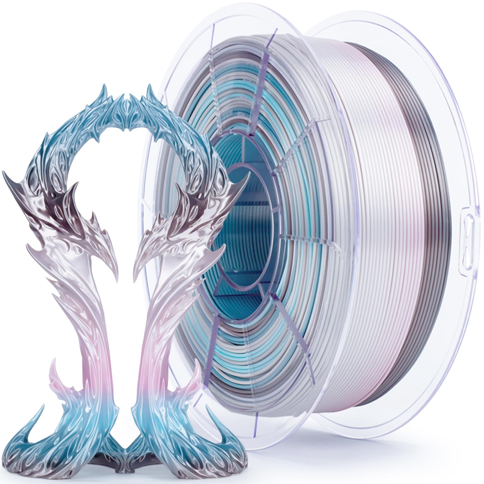 ZIRO Fast Color Change PLA, 1.75mm Color Gradient Filament, Glossy Rainbow PLA Filaments, Fit Most 3D Printer Pen, Shiny Surface