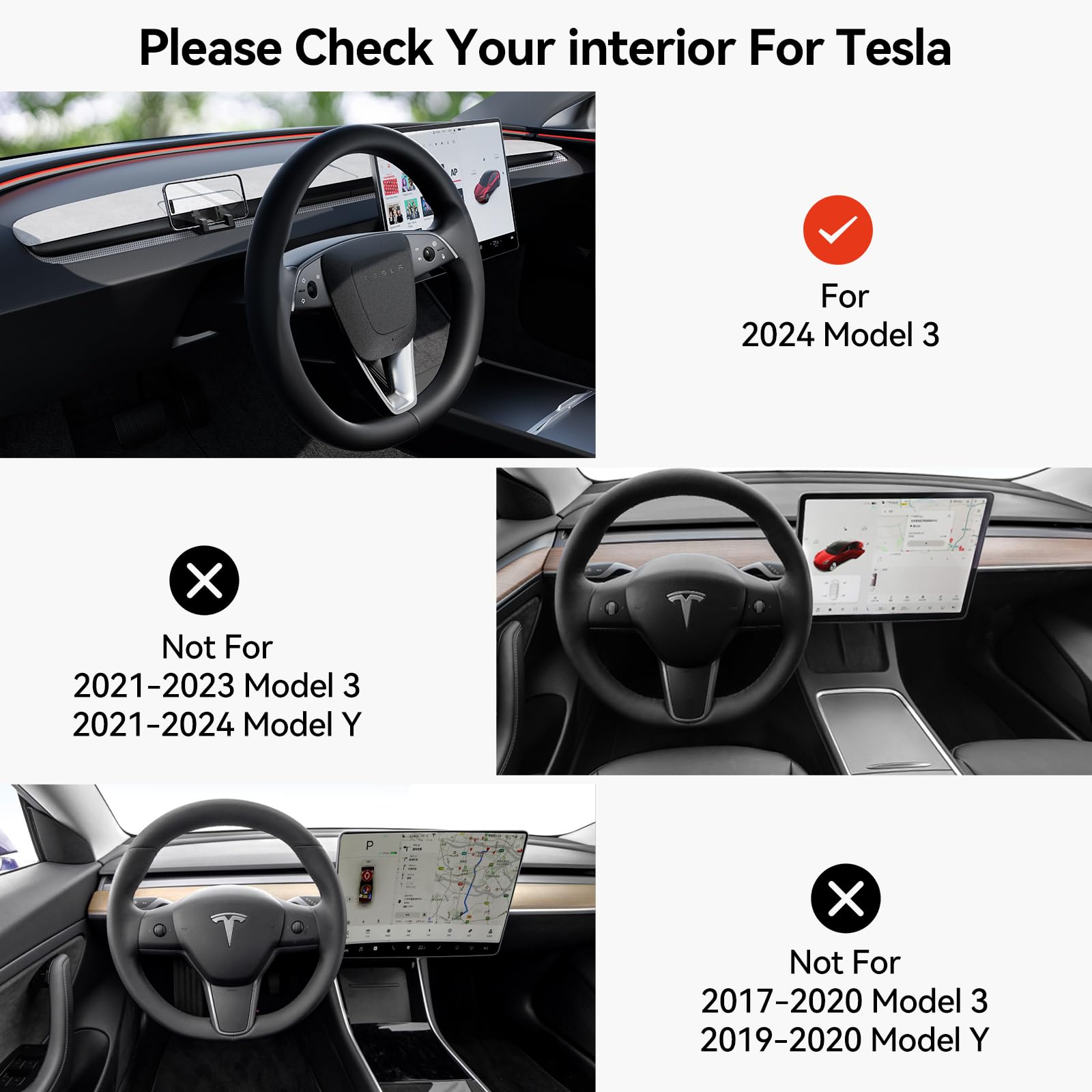 Yonzee Silicone Phone Mount For Tesla Model 3 Accessories 2025 2024,Model Y 2025 - Also Functions As A Vent Hook And Glasses Hol