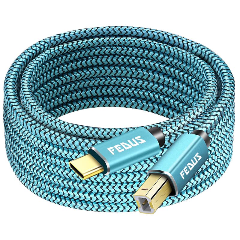 Fedus 3 Meter Usb TypeC To Printer Cable, Gold Plated Nylon Braided Usb TypeC To Usb B Male Scanner Cord Compatible With Dimi,