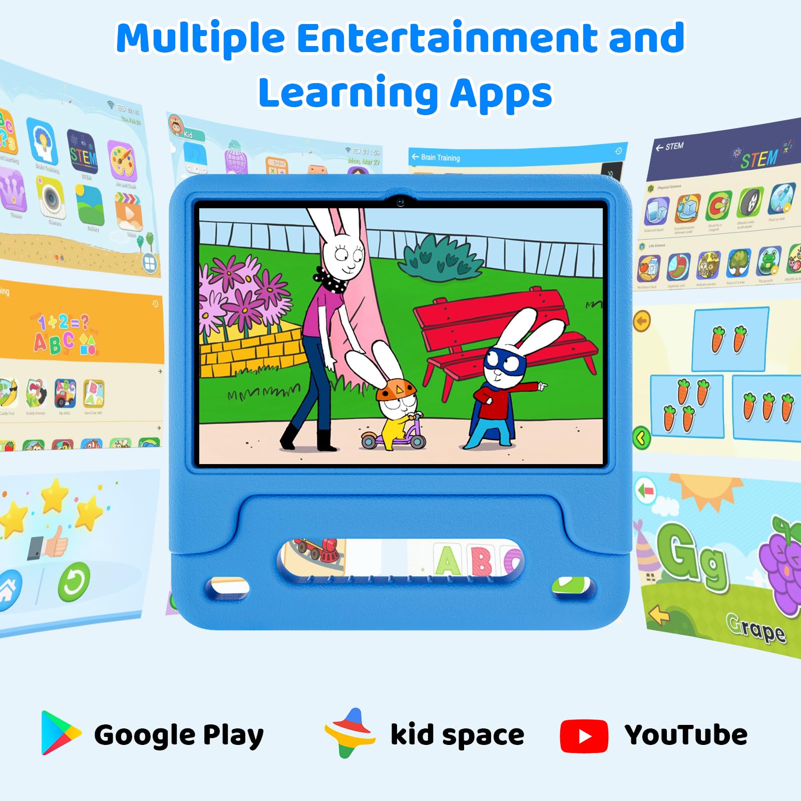 2024 Upgraded Kids Tablet, Octa Core, 10 Inch Android 14 Tablet For Kids With Case, 6000Mah Battery With Kids Space, Parental Co