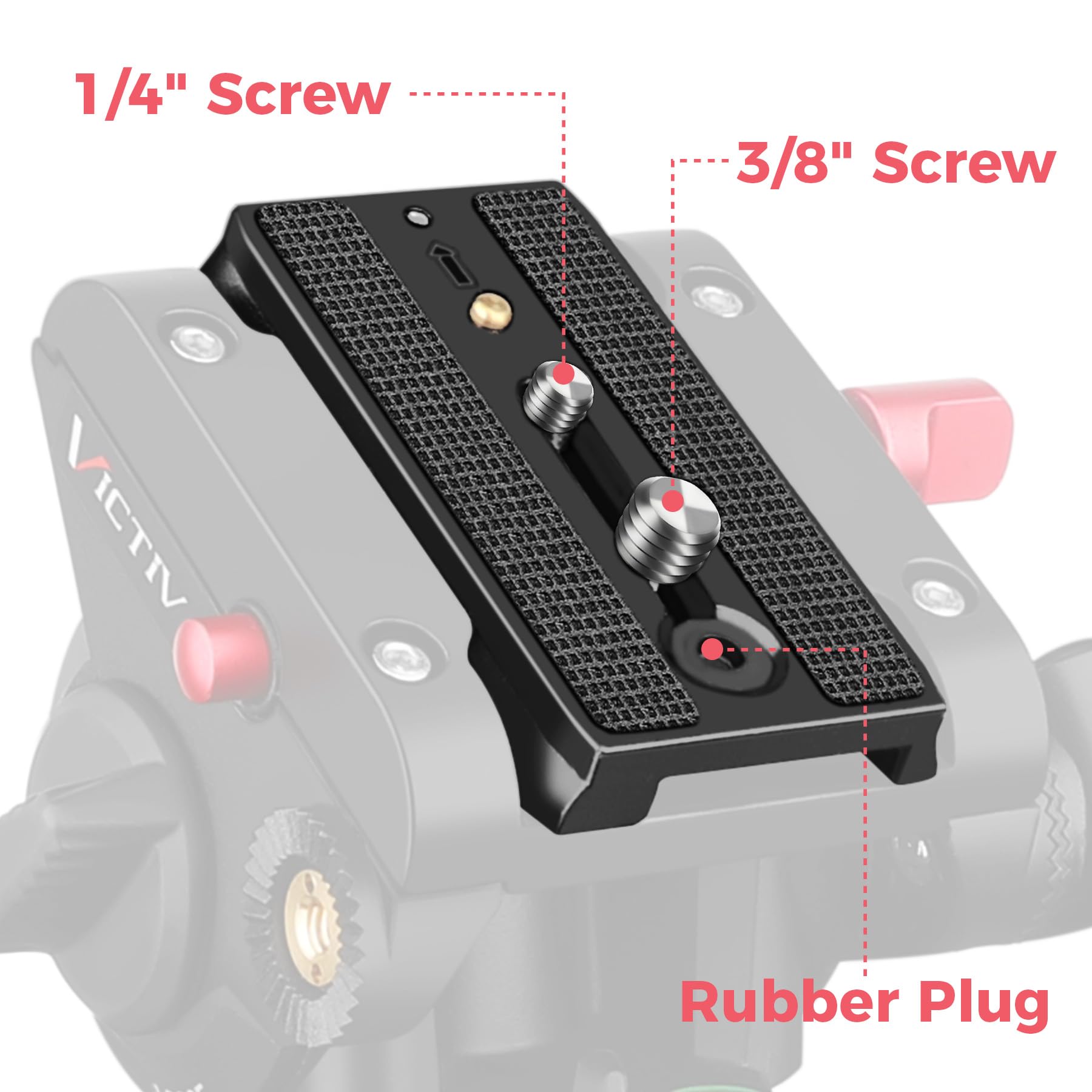 Victiv Quick Release Plate For Fluid Head Camera Tripod, Universal Qr Plate With 1/4 And 3/8 Screw