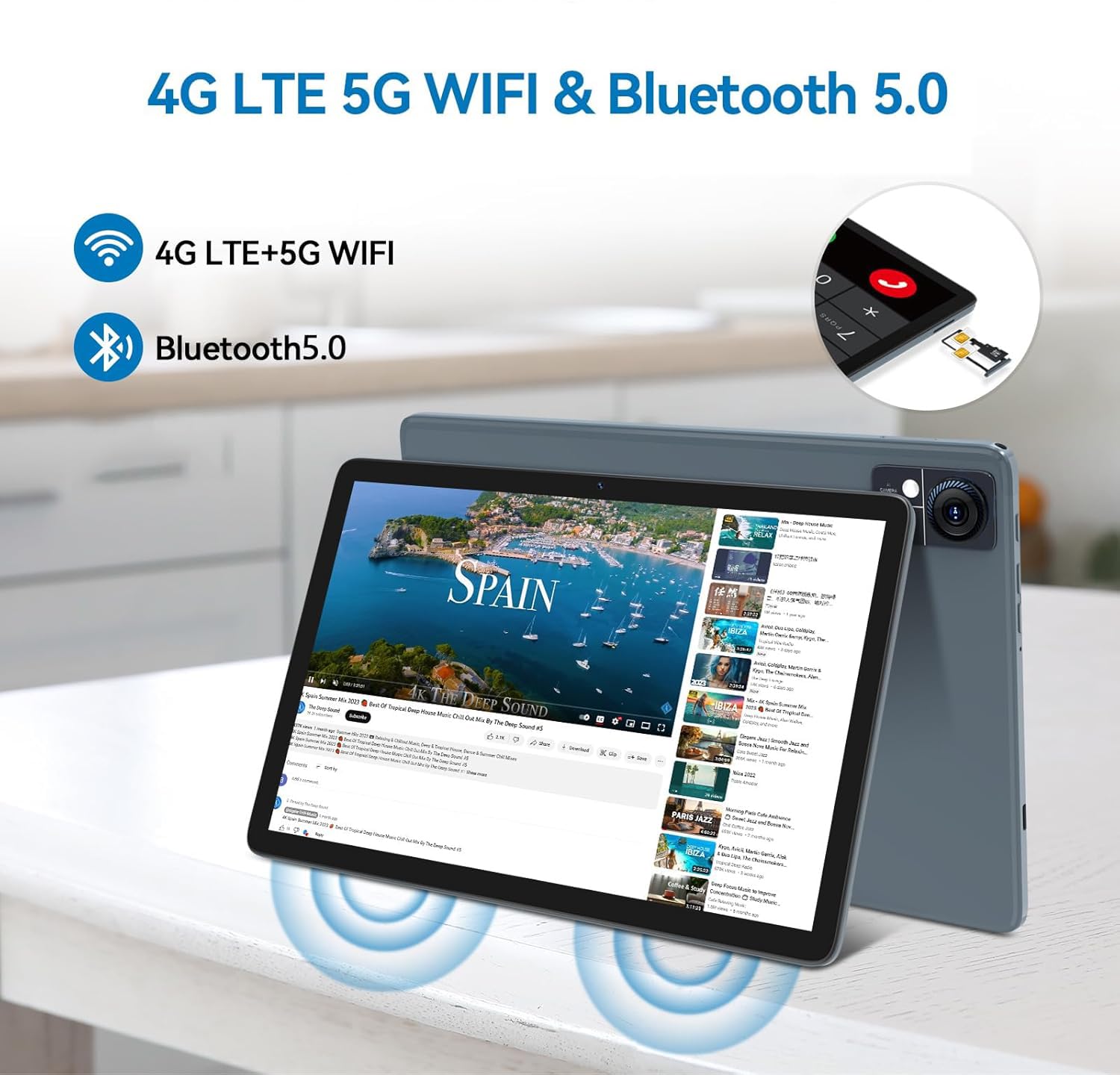 Crelander 10.1 Inch Android 13 Tablet With Sim Card Slot 4G Lte Calling,12Gb+512Gb, 8000Mah Battery, Dual Camera, Bluetooth/Wifi