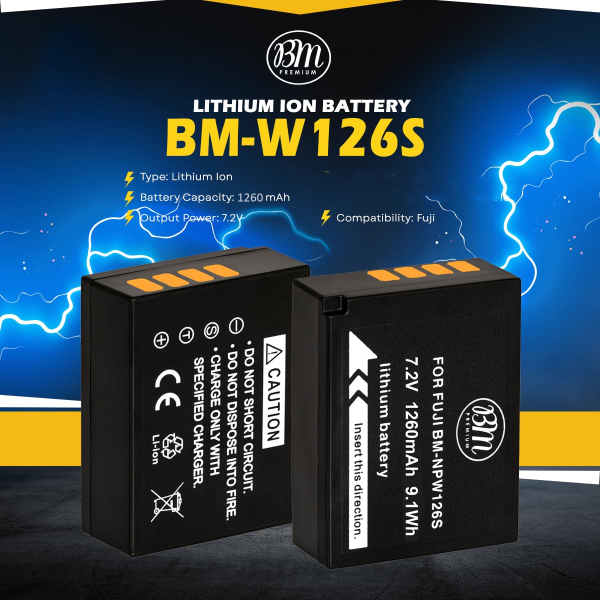 Bm Premium Np W126S Battery For Fujifilm Finepix X T50, X 100F, X 100V X100 Vi, X S10 X A7 X H1 X T1 X T2 X T3 X T10 X T20 X T30