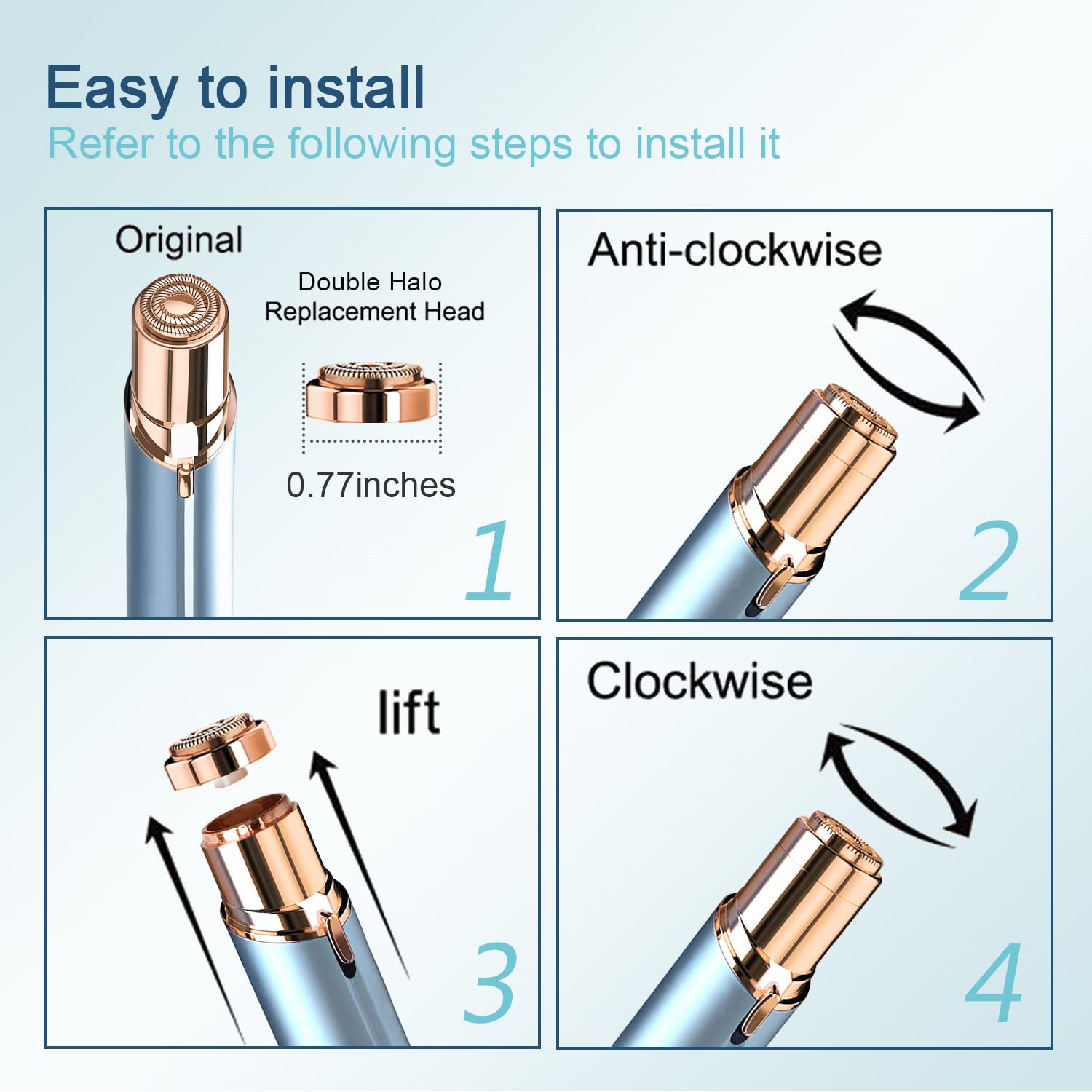 Women'S Facial Hair Remover Replacment Heads Generation 2 Double Halo Perfect For Finishing Touch Flawless Gen 2 Facial Hair Rem