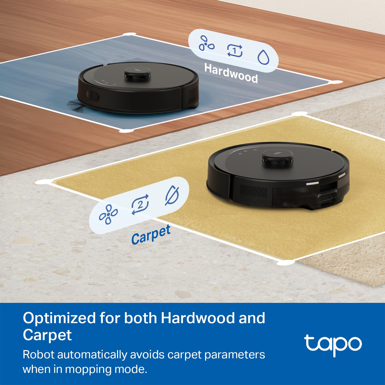 Tapo Lidar Smart Navigation Robot Vacuum And Mop With Self Emptying Dock, 5300Pa Max, 97%+ Dust Pickup Rate, Customizable Cleani
