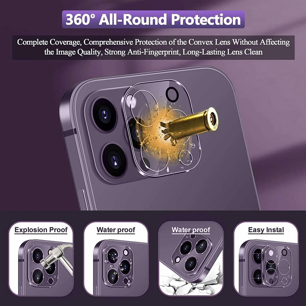 Hlija 3Pcs Rear Back Camera Lens Protector Tempered Glass For Iphone 14 Pro Max Iphone 15 Pro Max Iphone 14 Pro Iphone 15 Pro