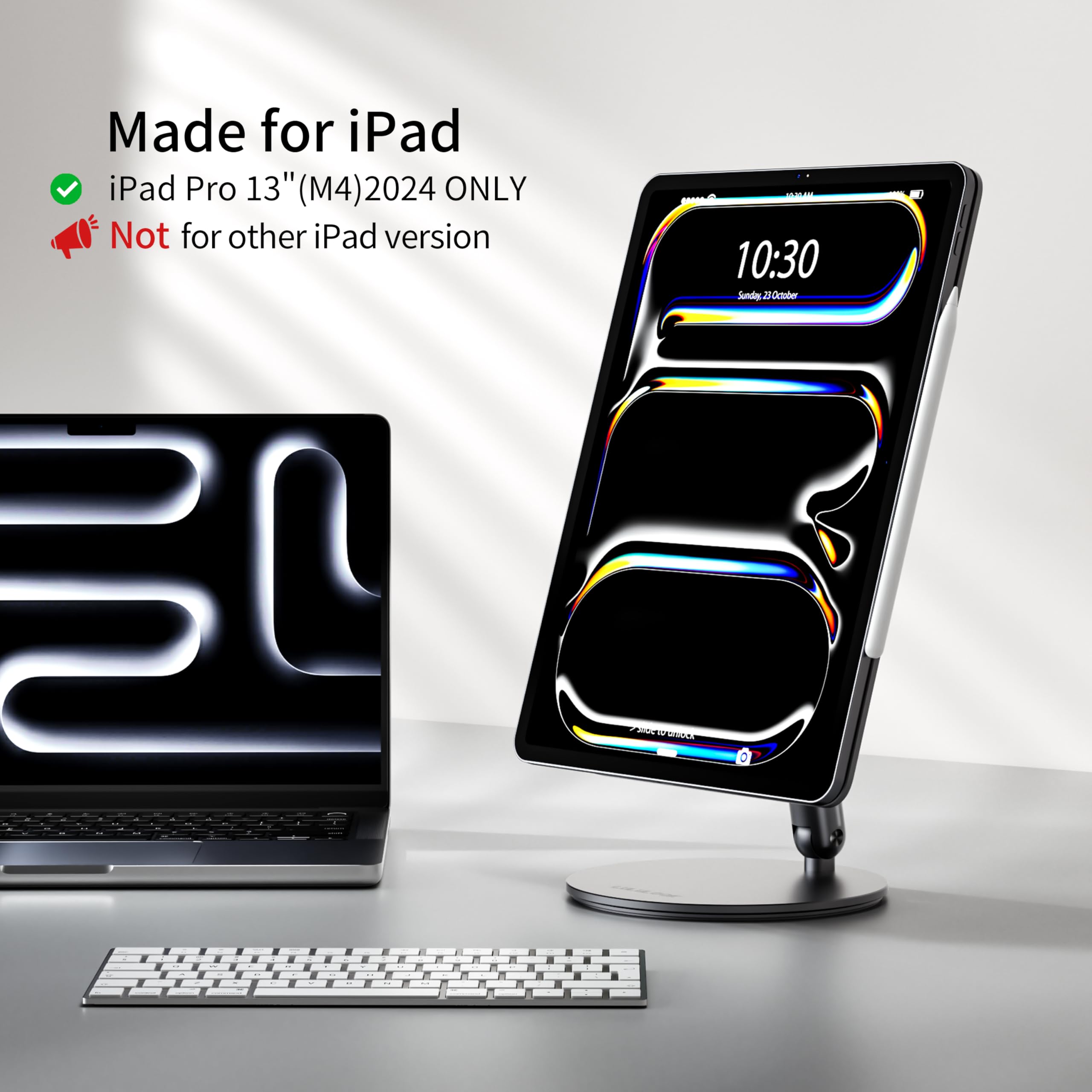 Lululook Magnetic Ipad Stand Only For Ipad Pro 13 Inch M4 (2024), 360 Adjustable Rotating Foldable Tablet Stand Aluminium Ipad H