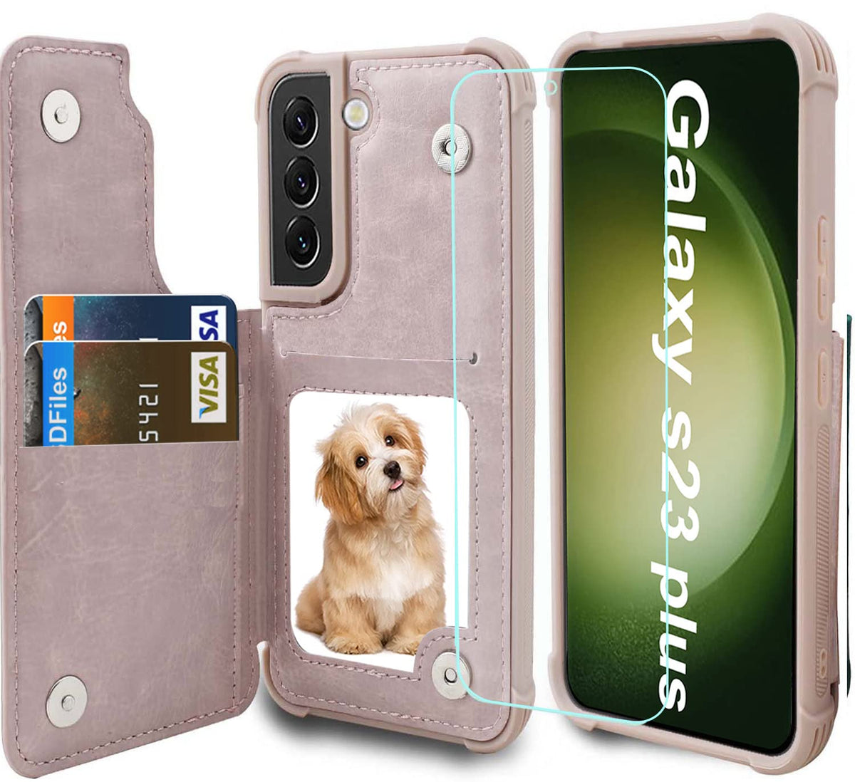 Vanavagy Galaxy S23+ Plus Wallet Case For Women And Men,Leather Flip Folio Phone Cover Fits Magnetic Car Mount With Credit Card