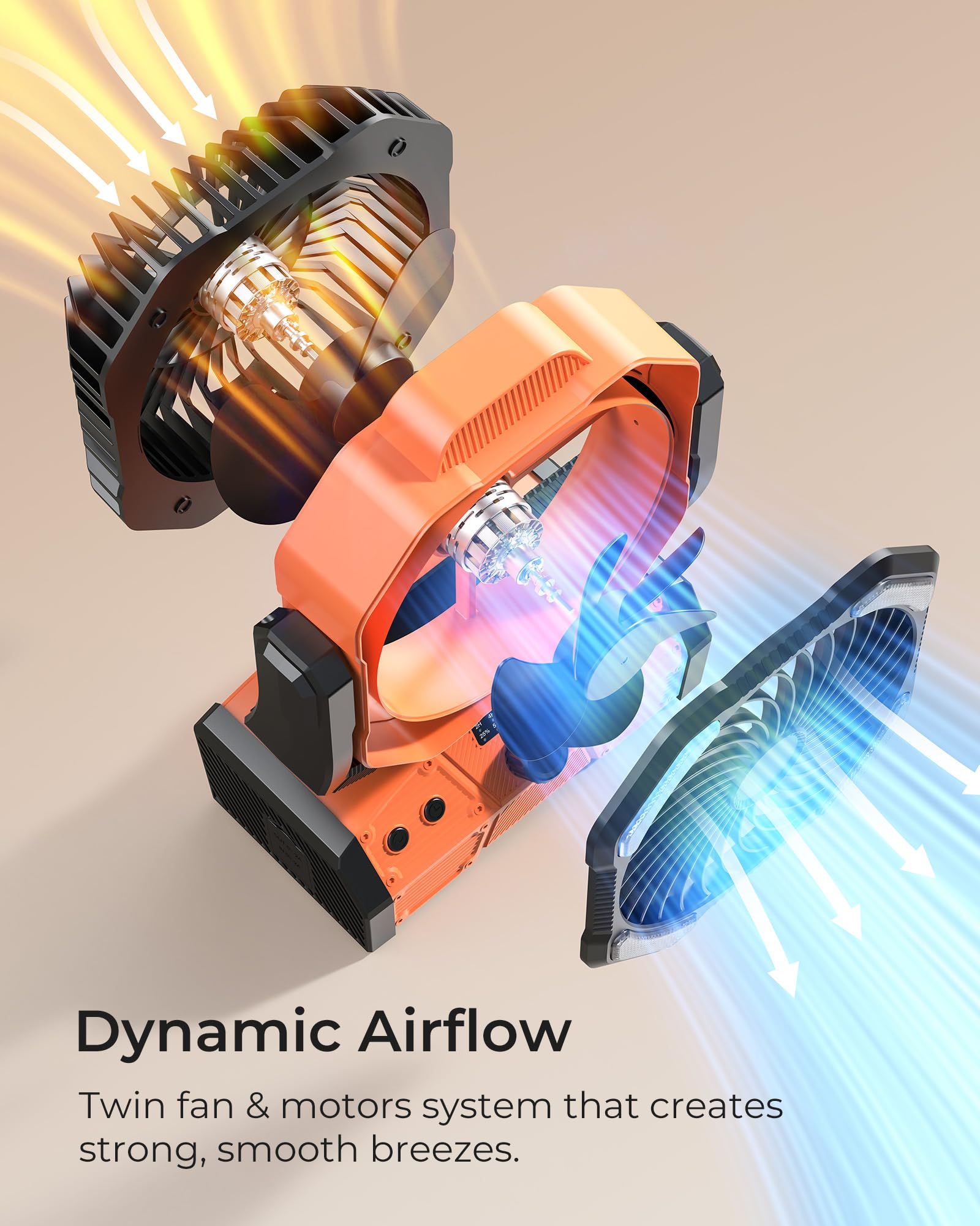 8    Portable Rechargeable Fan, Battery Operated Camping Fan With 27H Work Hours, Remote, Auto Oscillation, Timer, Hook For Rv T