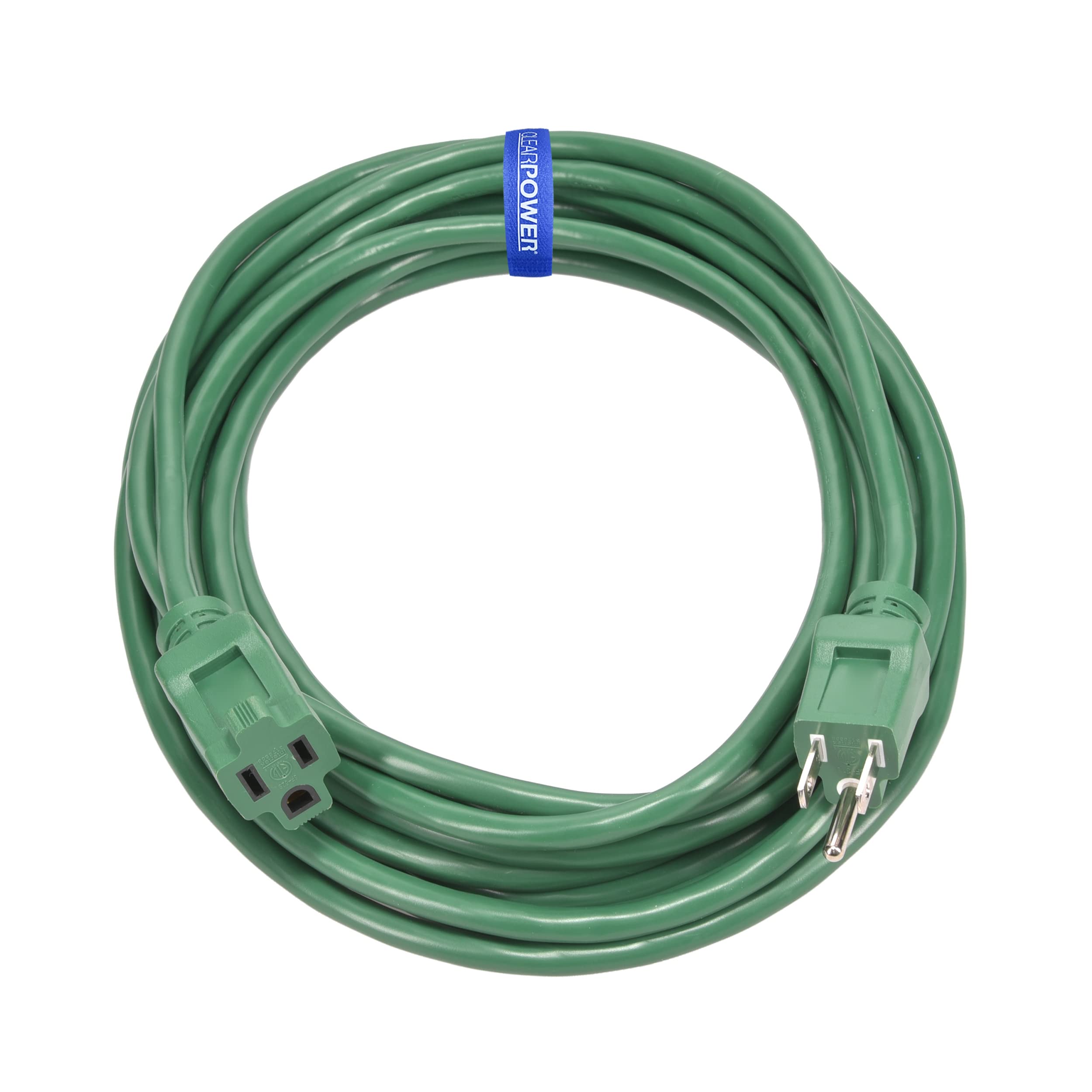 Clear Power Outdoor Extension Cord   35 Ft, Green | Lawn & Garden, 16/3 Sjtw, 3 Outlet, Water & Weather Resistant, Flame Retarda