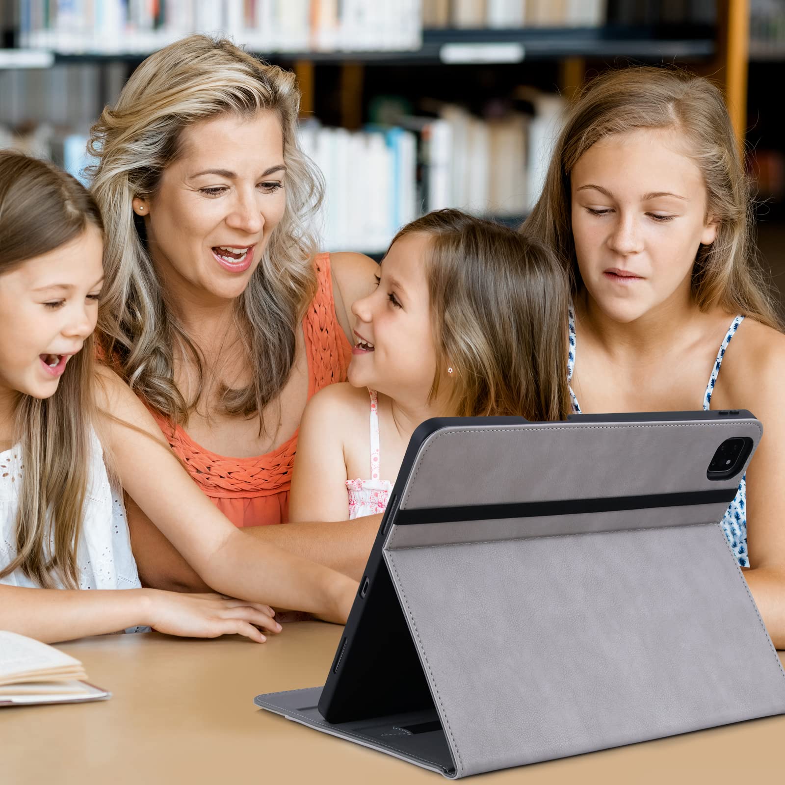 Hfcoupe For Ipad Pro 6Th/5Th Generation Case 12.9 2022/2021, Ipad Pro Case With Pencil Holder And Pocket, Multiple Angles Viewin