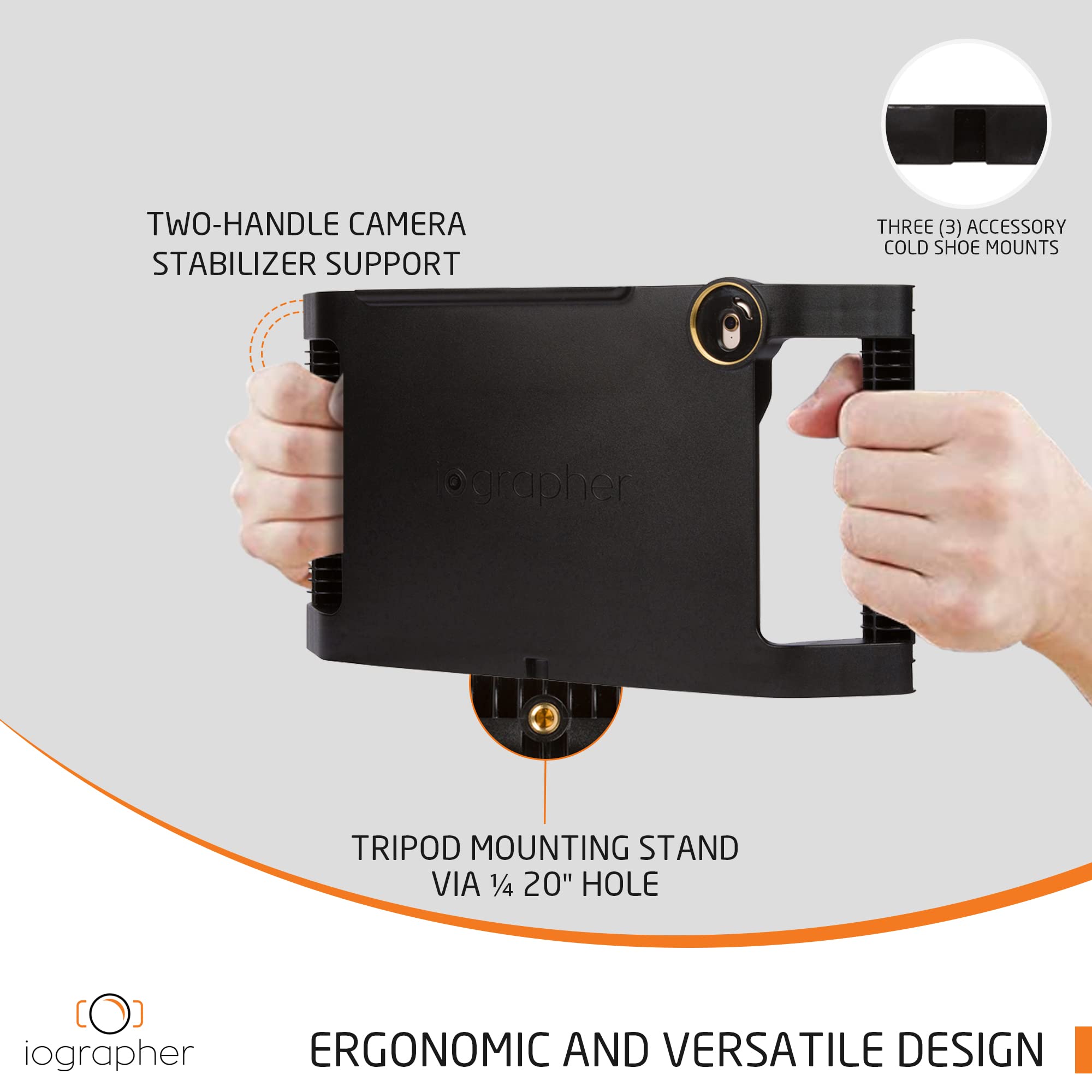 Iographer Case With Handles   Tripod And Lens Adapter   Ipad Stabilizer For Mini 4Th, 5Th, And 6Th Gen   Tablet Case For Recordi