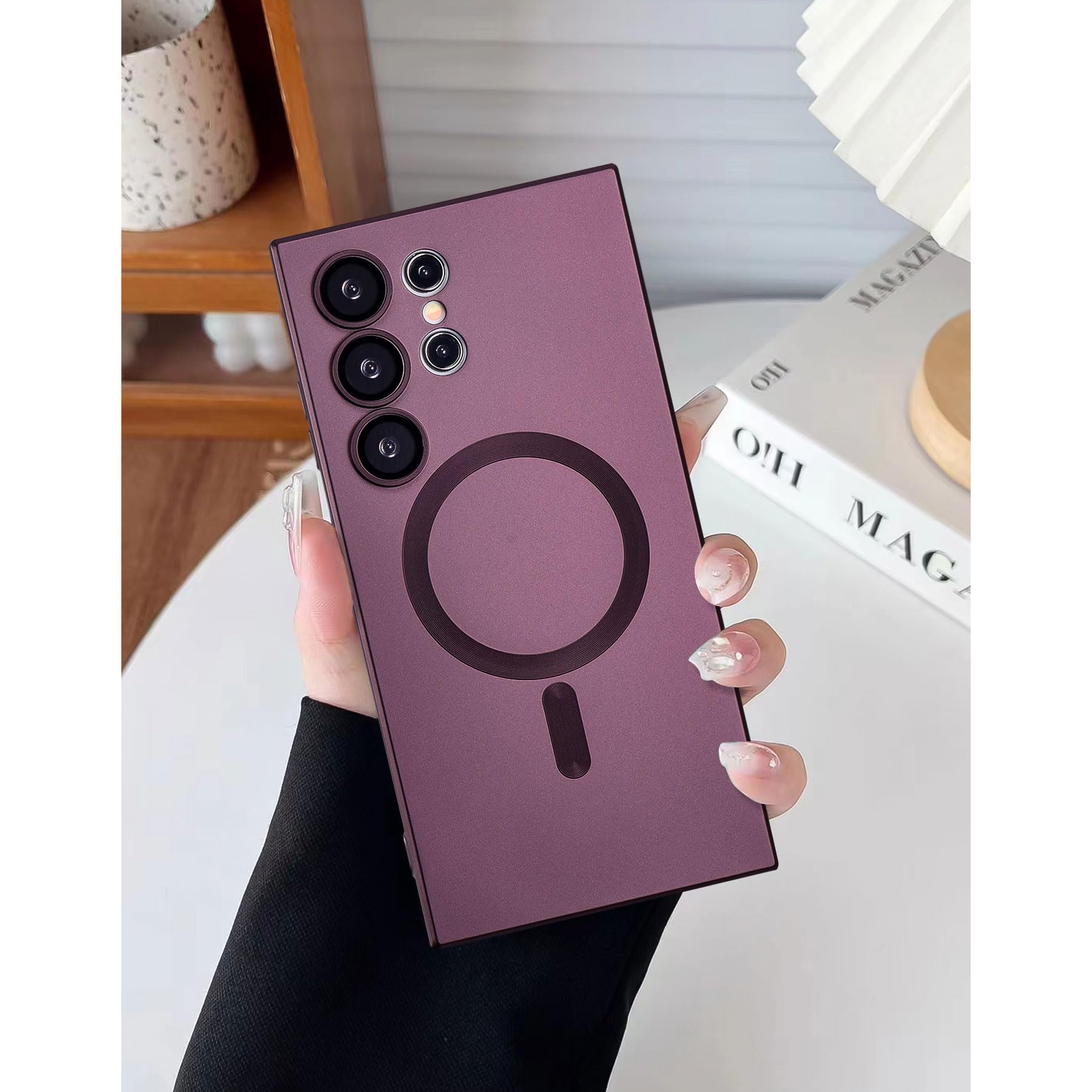 Yetagso Magnetic For Samsung Galaxy S24 Ultra Case,Soft Silicone Samsung S24 Ultra Phone Case With Camera Protection,Slim Fit An