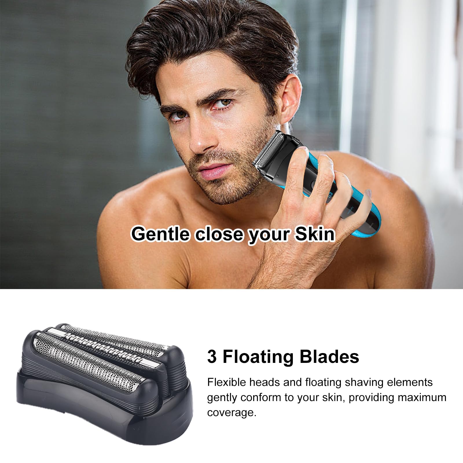 2 Pack Replacement Heads Compatible With Braun Series 3 Electric Shaver For Braun S3 Foil Shaver Fit For Electeic Razor 5409,304