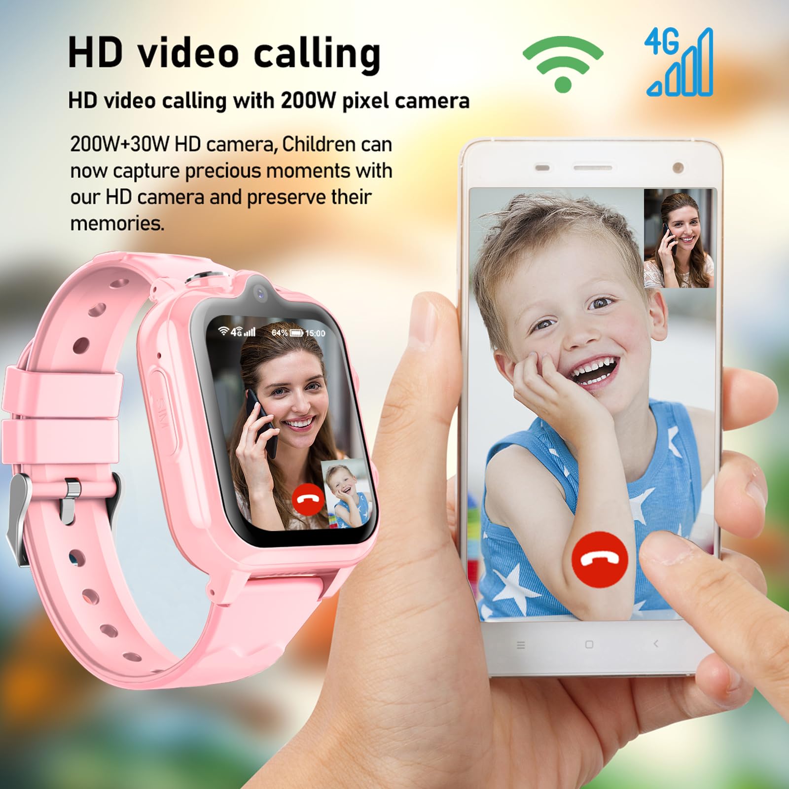Ddioyiur Smart Watch For Kids, 4G Kids Gps Watch With Wifi, Sms, Call, Voice & Video Chat, Bluetooth, Audio Recording, Alarm, Pe