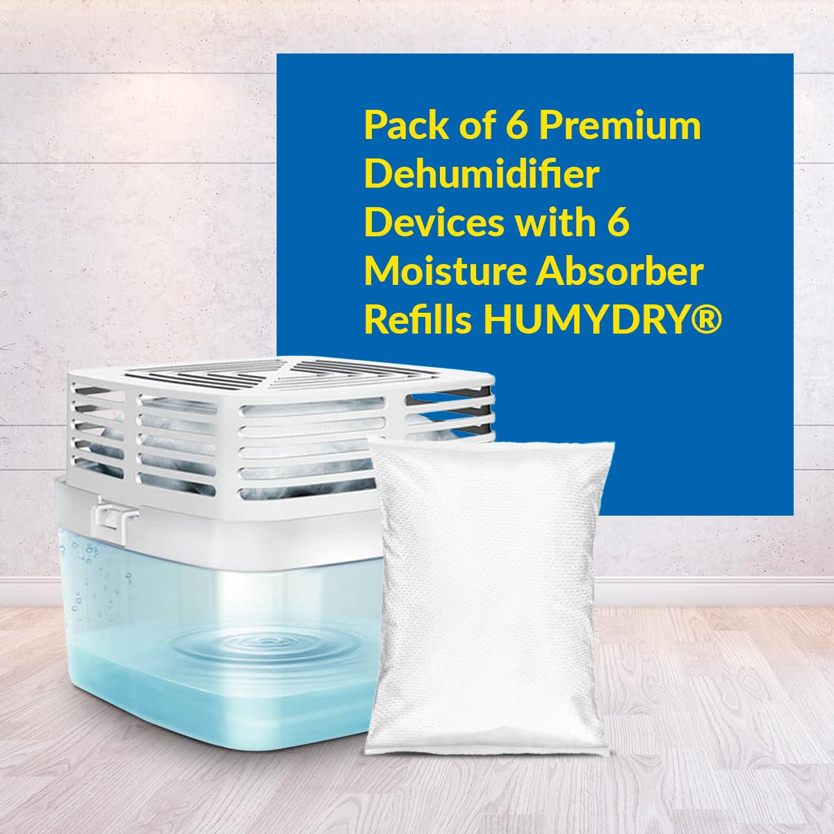 Humydry   Pack Of 6 Premium Dehumidifier Devices With 6 Moisture Absorber Refills   15.9 Oz   Fragrance Free   Ideal For Spaces