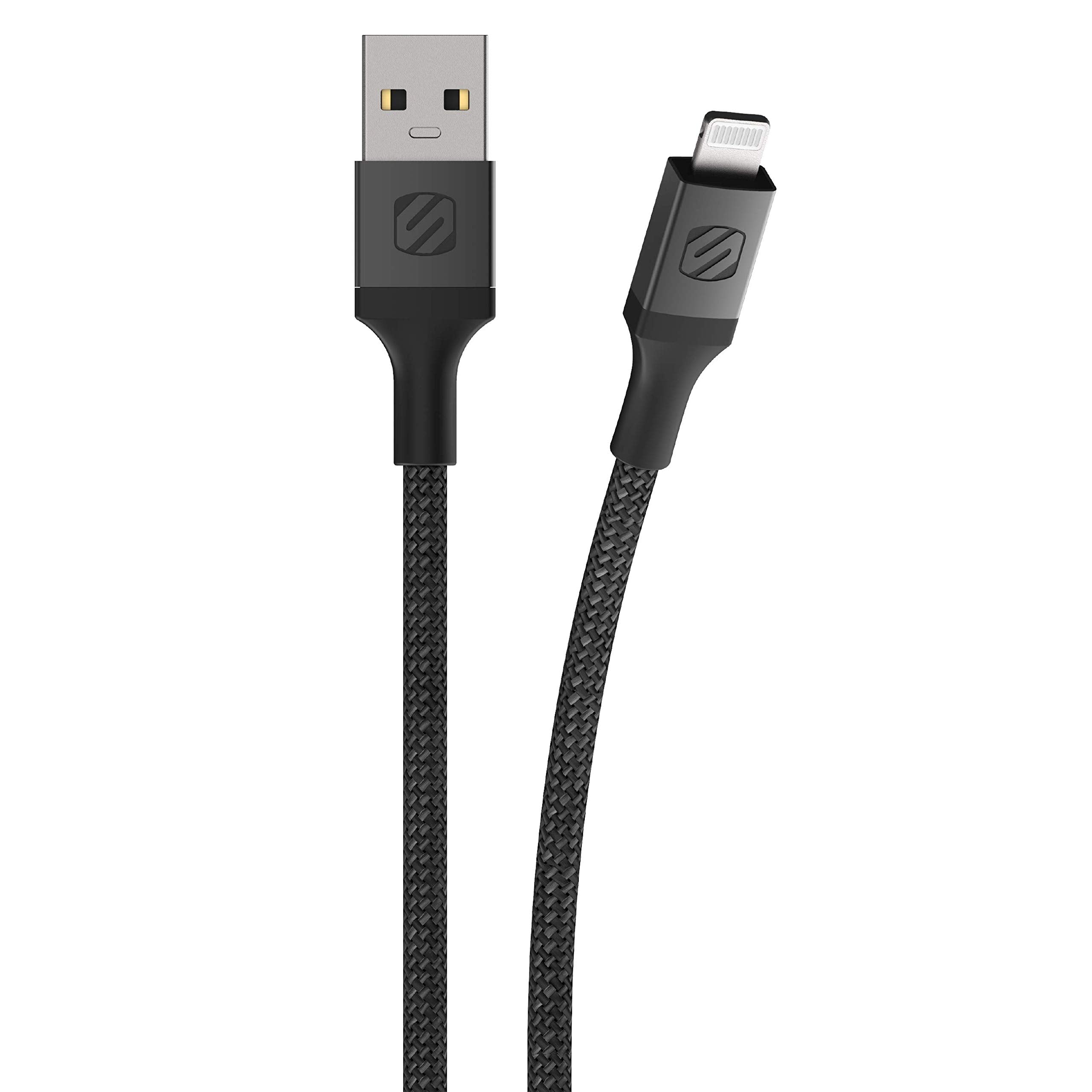 Scosche i3B1SG SP MFi Certified Strikeline Sync Braided Lightning Charging Cable for All Lightning Devices, 1 Feet, Black