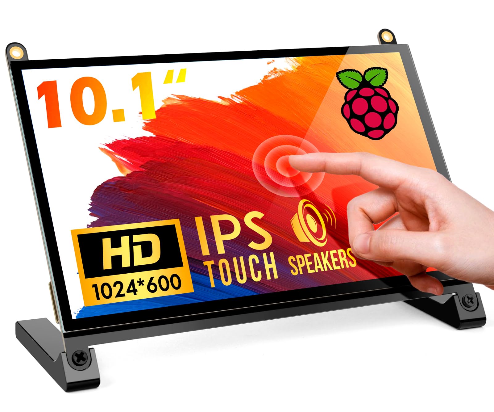 Roadom Raspberry Pi Screen, 10.1 Touchscreen Monitor, Ips Fhd 1024600,Responsive And Smooth Touch,Dual Built In Speakers,Hdmi In