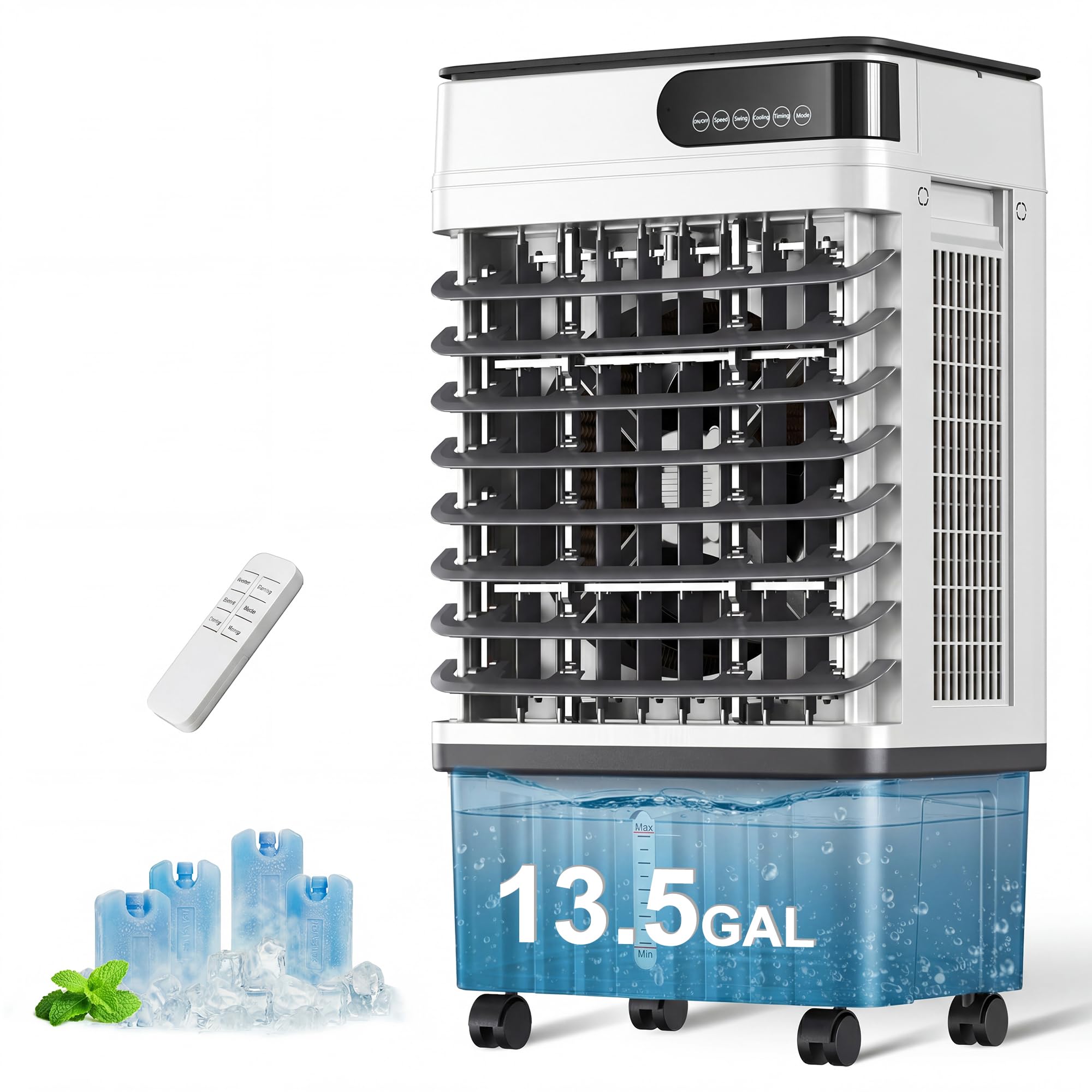 Uthfy Swamp Cooler, 41 Inch Evaporative Air Cooler with 13.5 Gal Large Water Tank, 3600 CFM, 120 Oscillation, 3 Modes & 3 Speeds