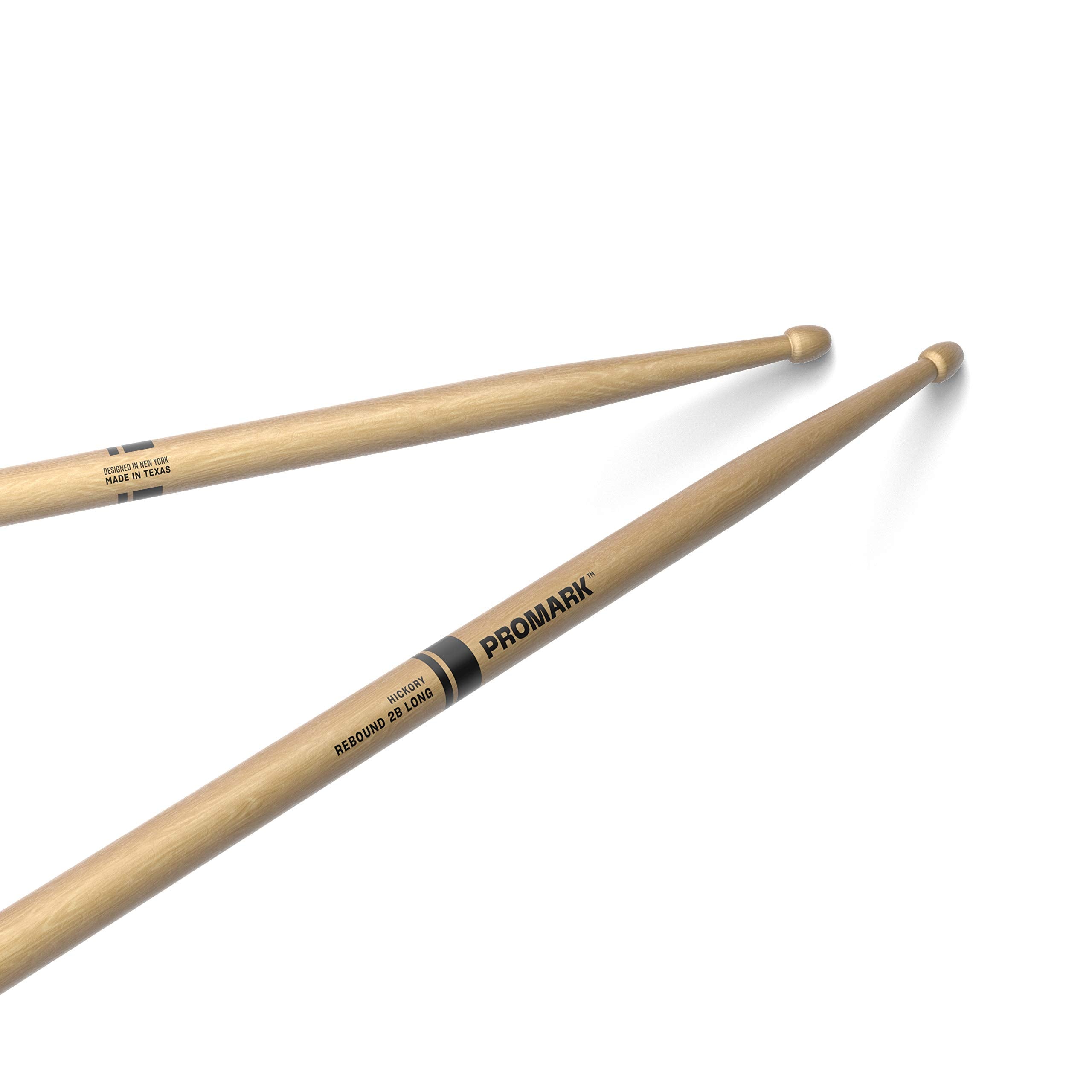 Promark Rebound 2B Long Hickory Drumsticks, Acorn Wood Tip, One Pair