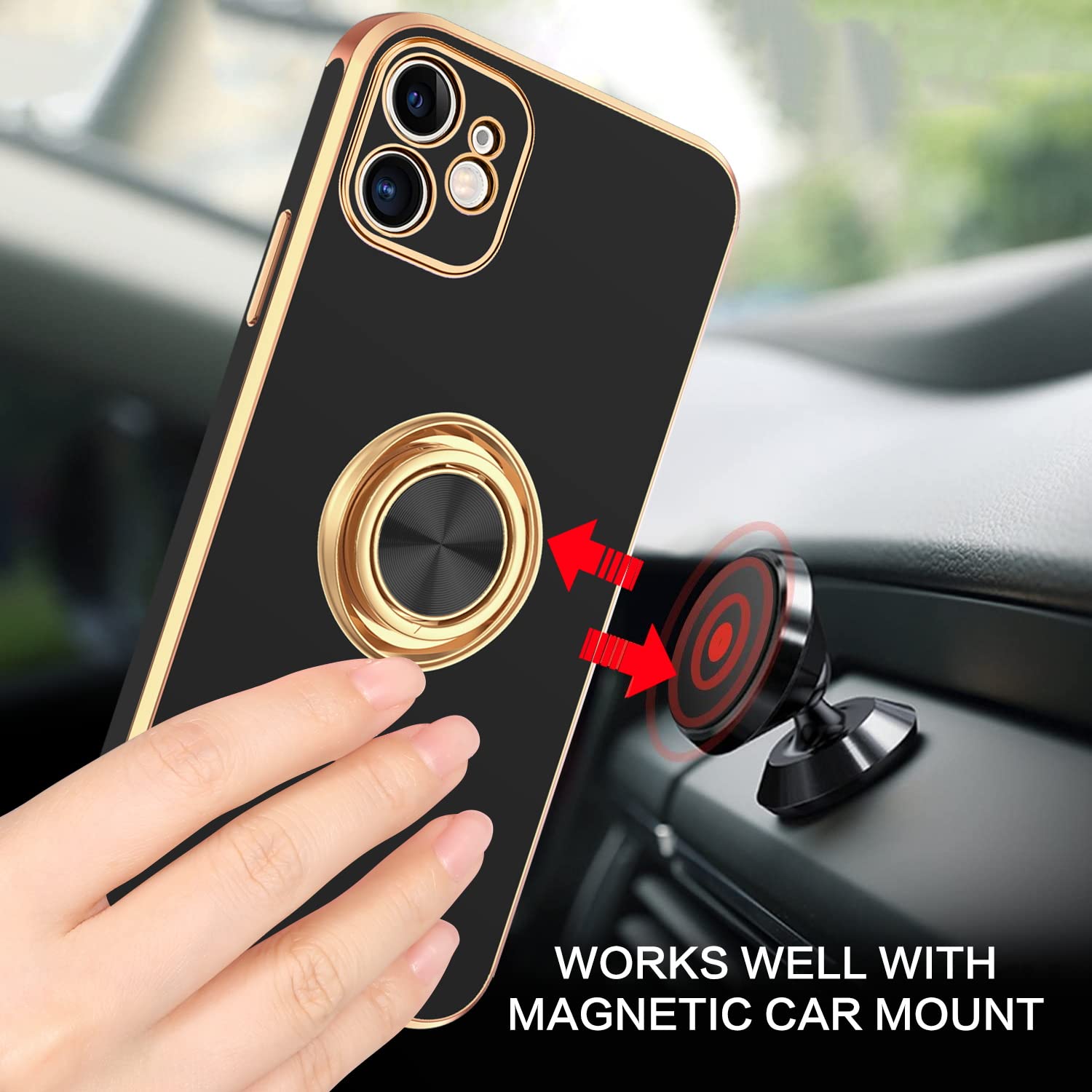 Bentoben Compatible With Iphone 12 Mini Case With 360 Ring Holder, Shockproof Kickstand Support Car Mount Women Men Non Slip Pro