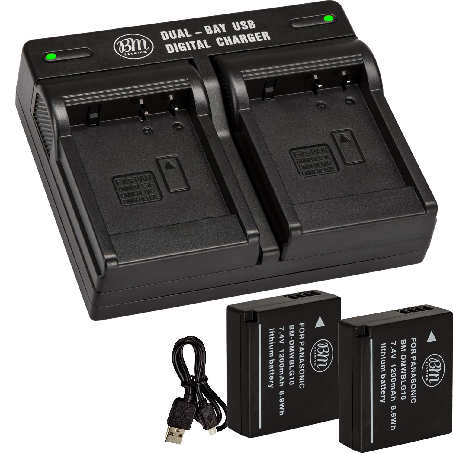 BM 2 Pack DMW BLG10 Batteries and Dual Battery Charger for Panasonic Lumix DC G100 DC ZS80 ZS99 DC GX9 DC LX100 II DC ZS200 DC ZS70 DMC GX80 DMC GX85 DMC ZS60 ZS100 DMC GF6 DMC GX7K DMC LX100 Cameras