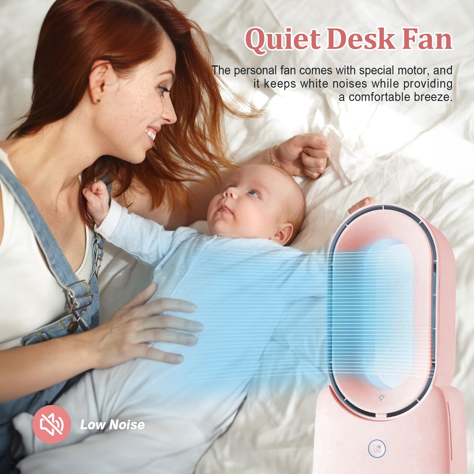 Conbola Desk Fan, 11.8 Inch Bladeless Fan Small Table Fan Air Cooler, Portable Rechargeable Breeze Quiet Fan With Touch Control