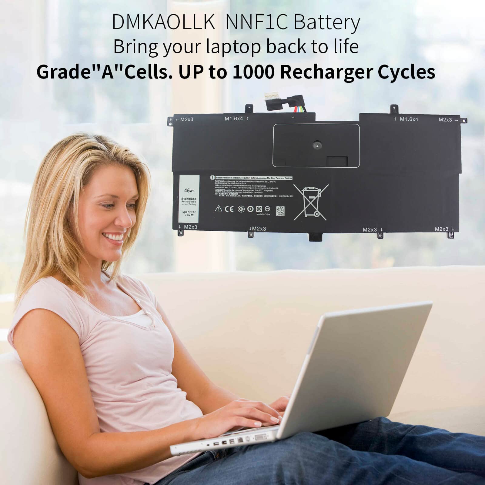 Dmkaollk Nnf1C Laptop Battery For Dell Xps 13 2 In 1 9365 Xps 13 9365 2 In 1 2017 Xps 13 9365 D1605Ts D1805Ts D2805Ts D3605Ts D3