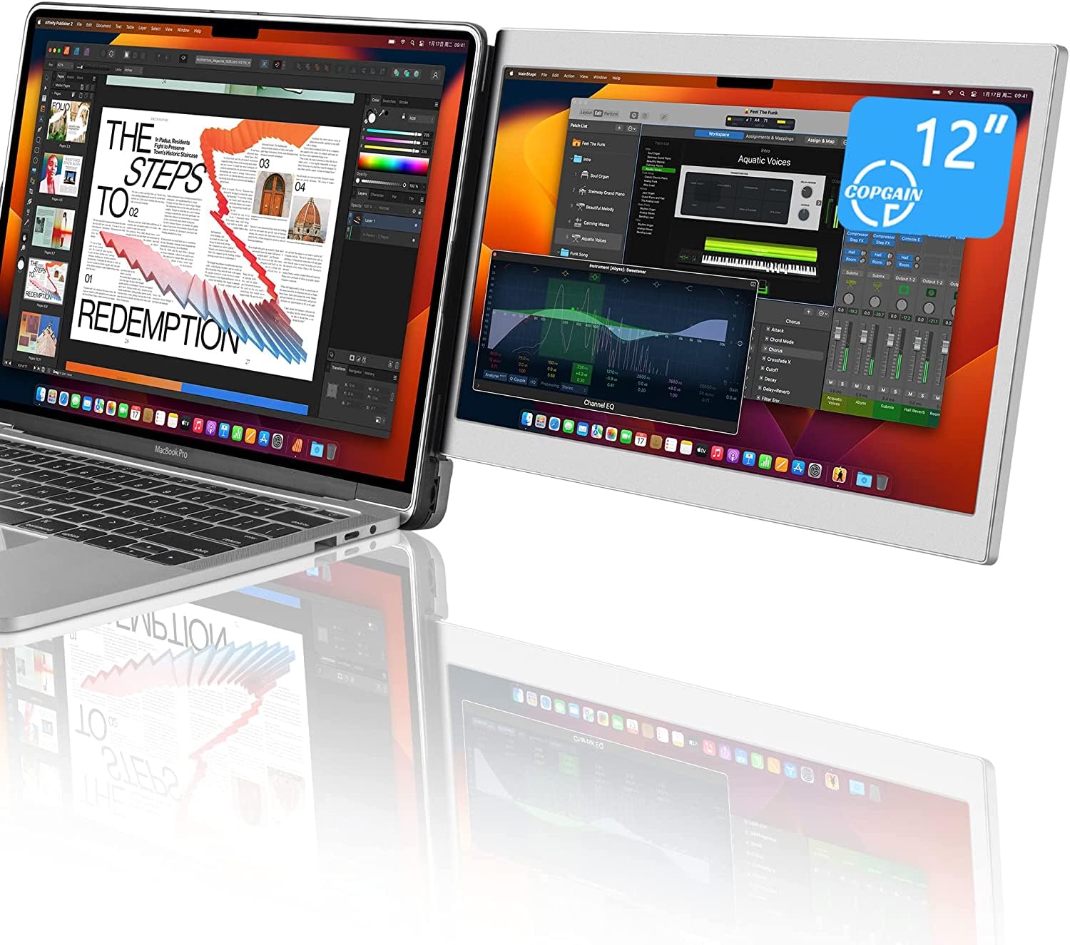 Copgain Laptop Screen Extender Monitor Triple Portable Monitor For Laptop 14 Inch 1080P Fhd Ips Laptop Monitor Extender Plug And