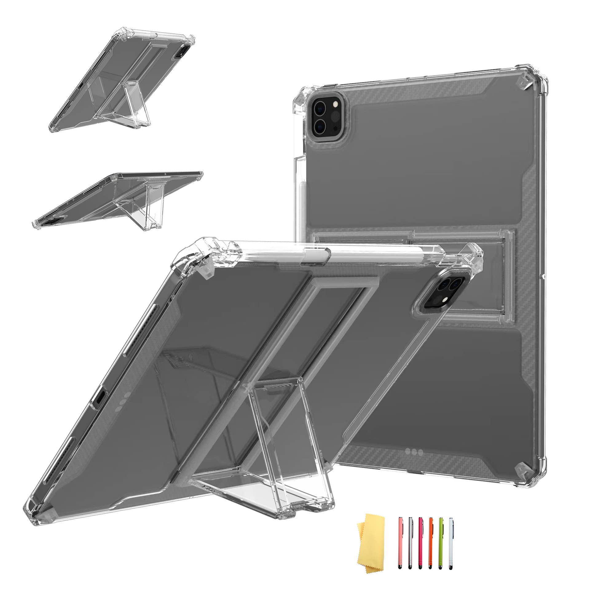Uucovers Clear Stand Case For Ipad Pro 12.9 Inch 6Th/5Th/4Th/3Rd Generation (2022/2021/2020/2018) With Pencil Stylus Pen Holder/