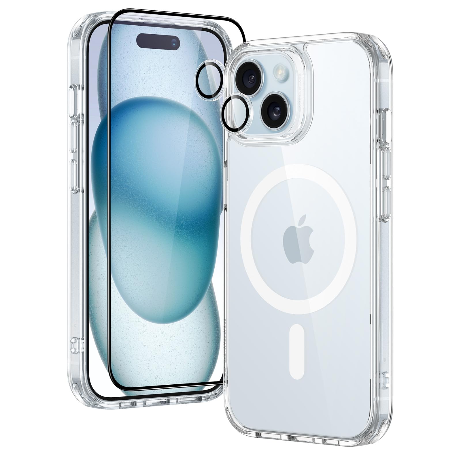 Esr Compatible With Iphone 15 Case Set,1 Tempered Glass Screen Protector,1 Set Of Lens Protectors, Military Grade Protection,Yel
