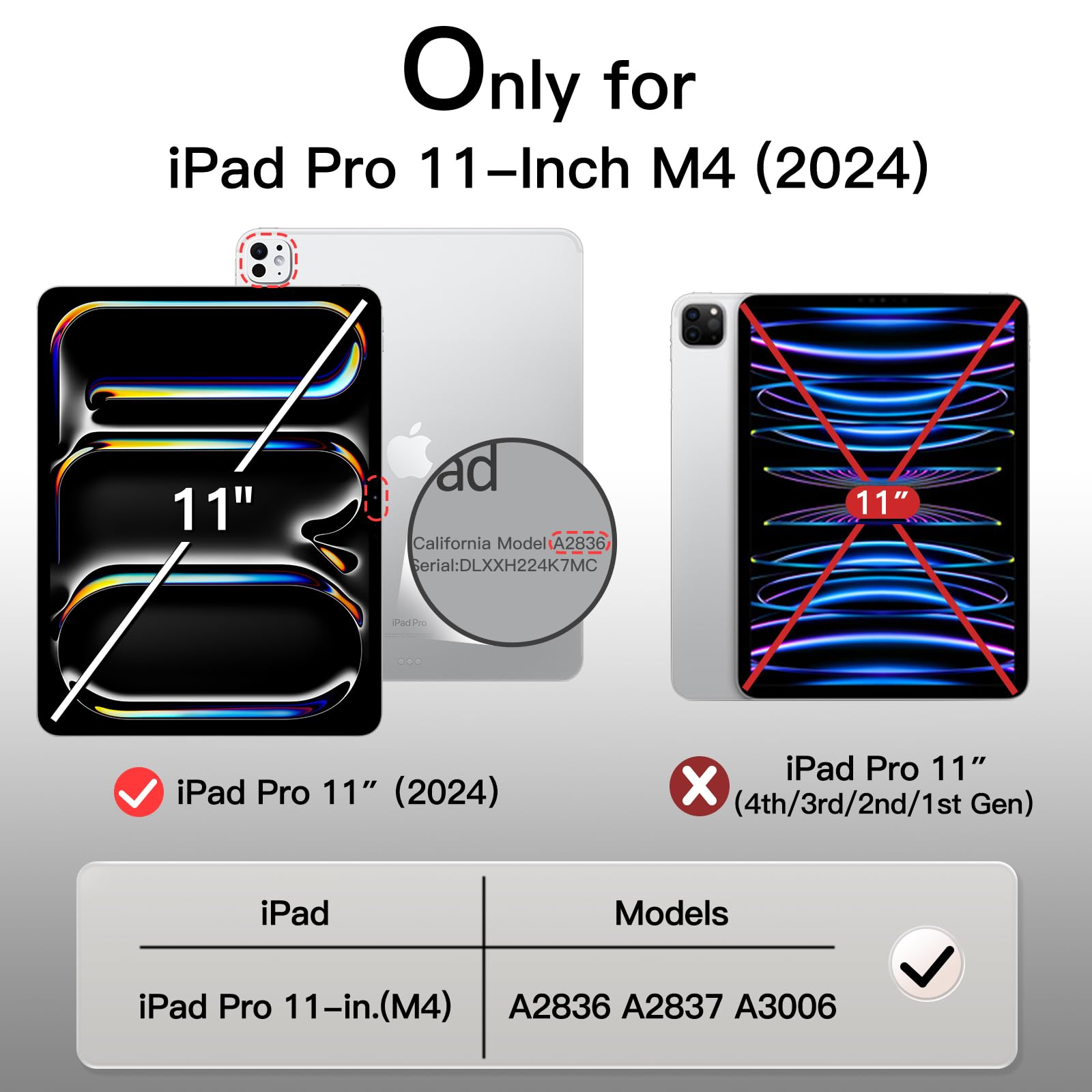 Jetech Case For Ipad Pro 11-Inch M4 2024 (5Th Generation) With Pencil Holder, Clear Transparent Back Shell Slim Stand Shockproof