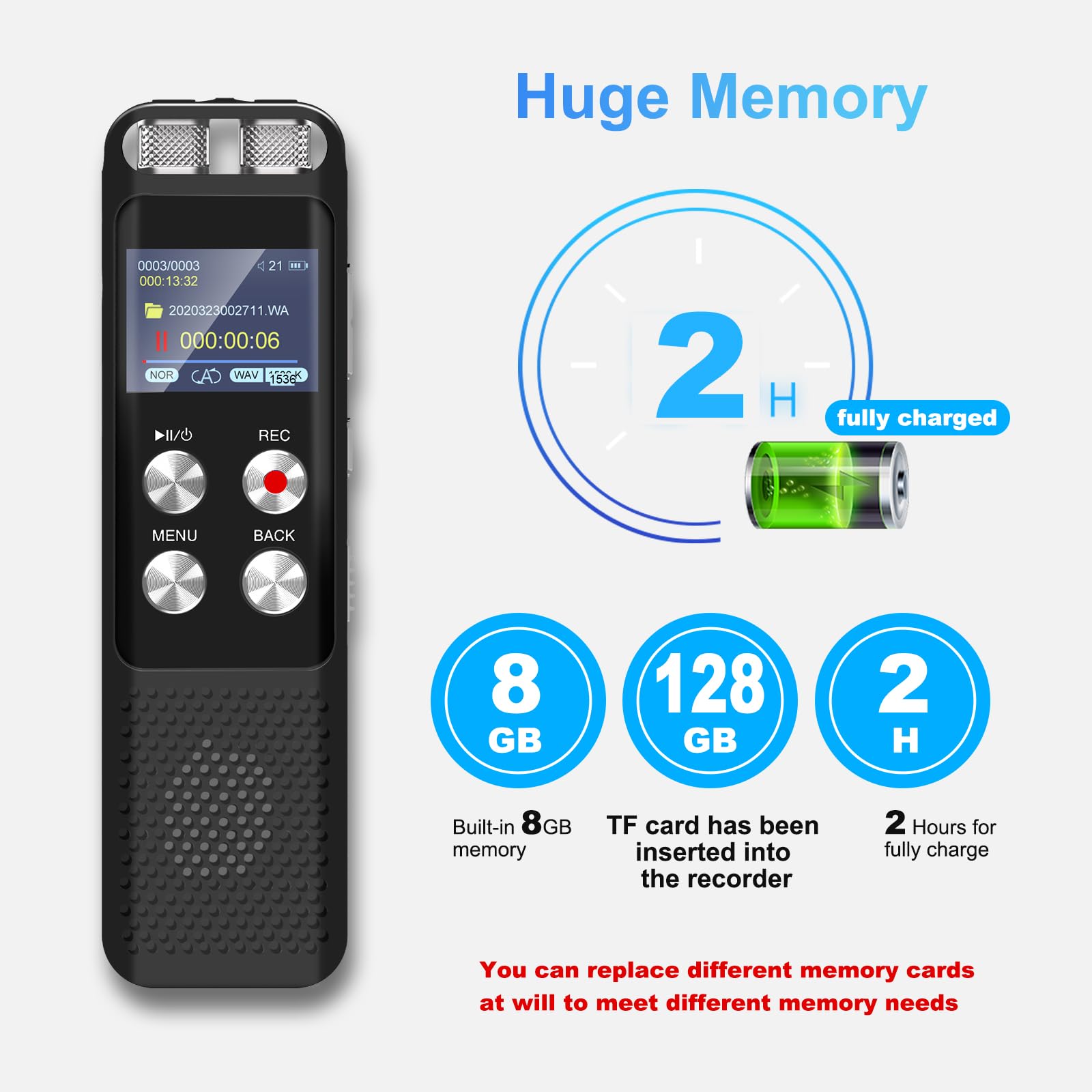 136Gb Digital Voice Recorder: Voice Activated Recorders With Playback, Audio Recording Device For Lectures Meetings, Dictaphone Sound Portable Tape Recorder With Password | Usb