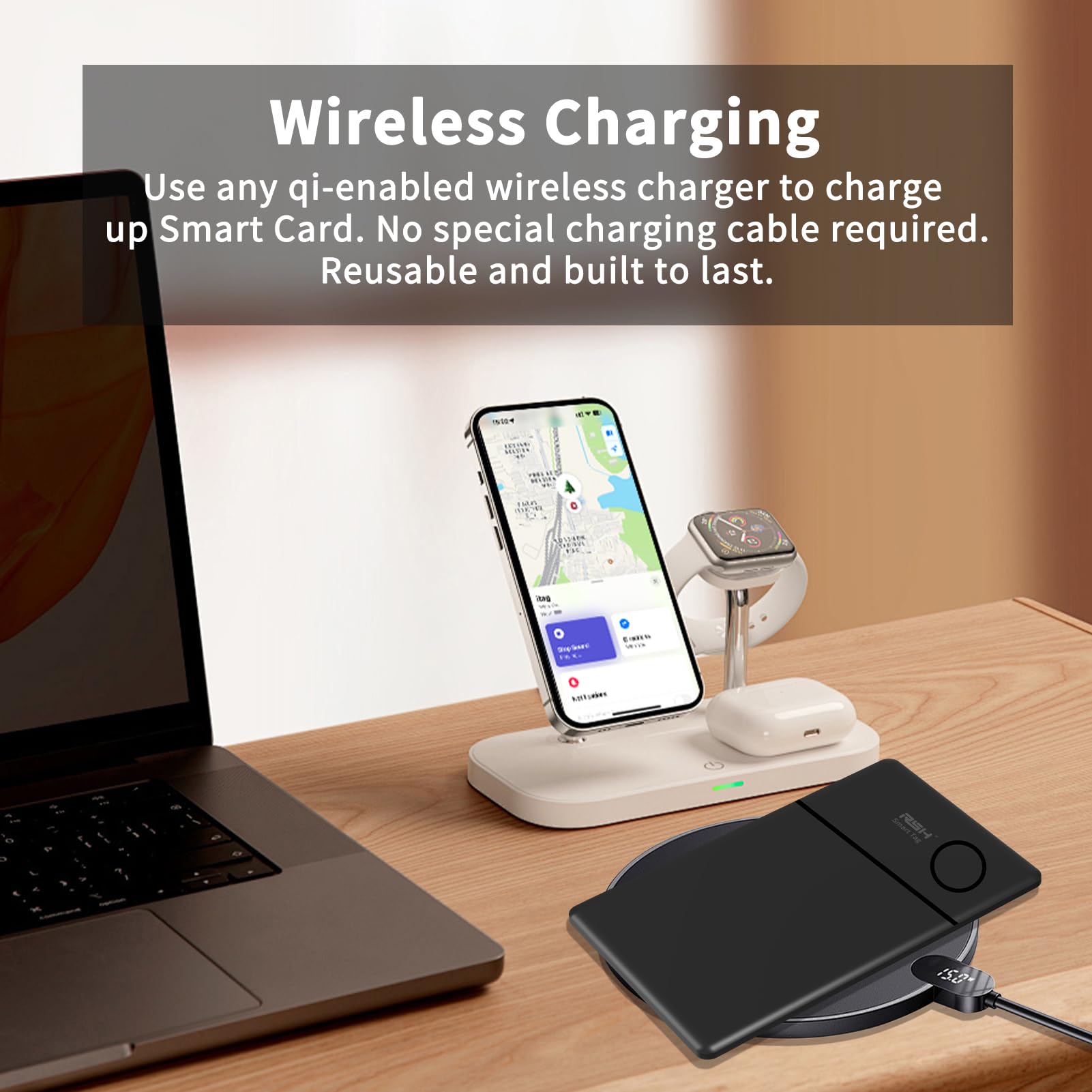 Rsh Wallet Tracker Card Rechargeable Key Finder Luggage Tracker Item Locator Work With Apple Find My,Smart Bluetooth Tracker For