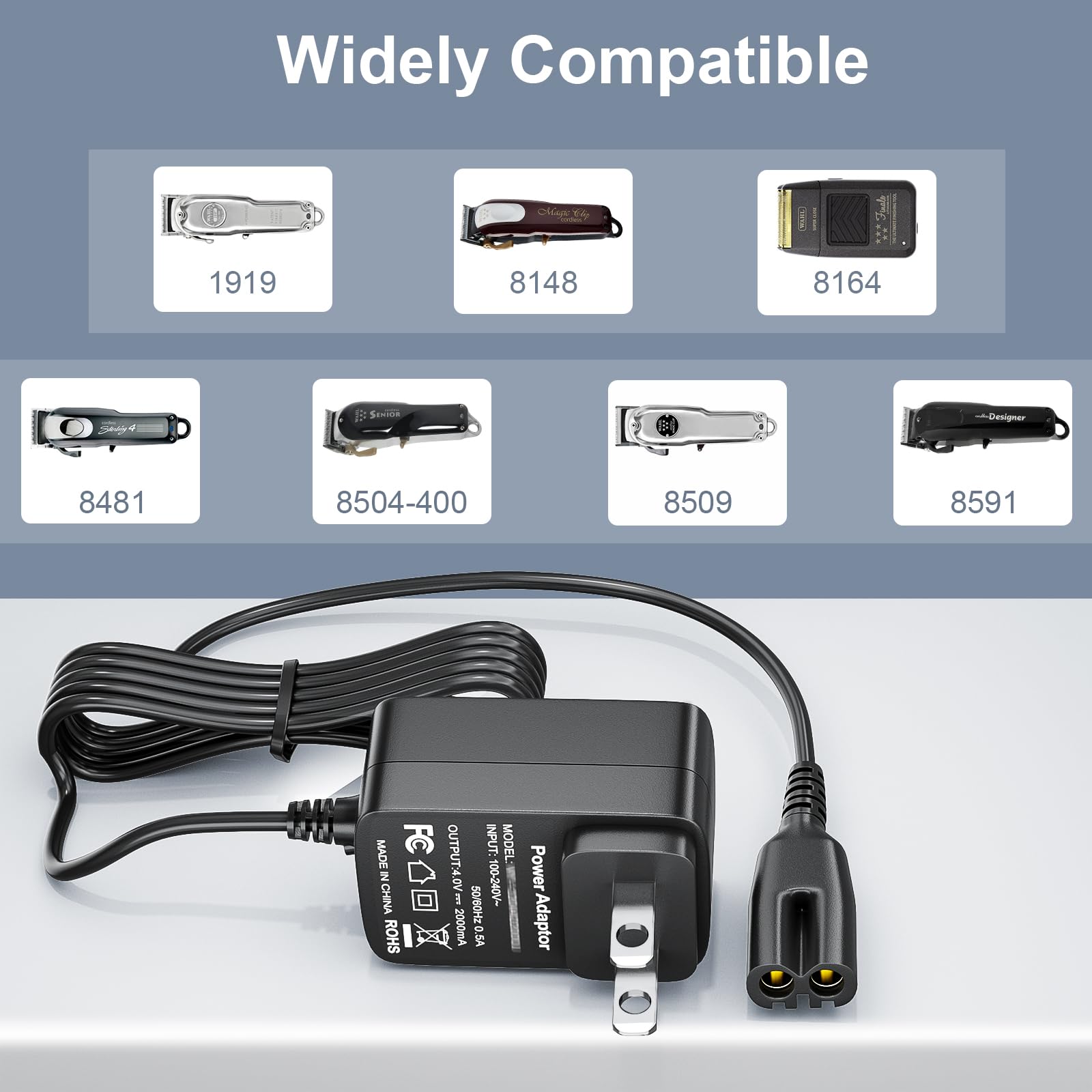 Punasi 4V Replacement Charger For Wahl Magic Clipper Cordless 8164/8591/ 8148/8504/ 8509, 5 Star Magic Clip Cordless Trimmer, 19