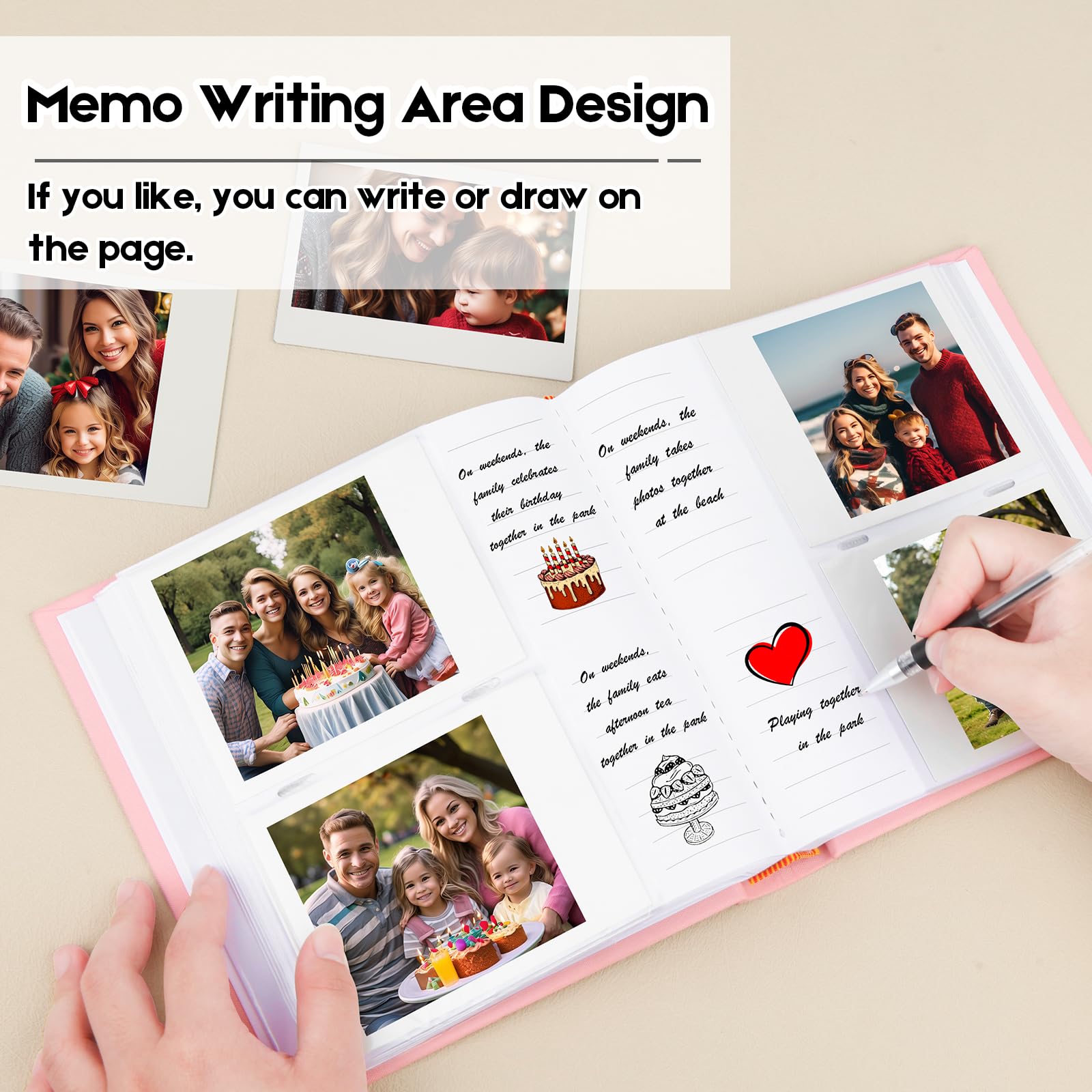 Photo Album For Fujifilm Instax Wide 300 Camera,120 Pockets Photo Album With Writing Space For Polaroid, Extra Large Picture Albums For Polaroid Now Onestep2 Onestep+ Instant Camera (Pink)