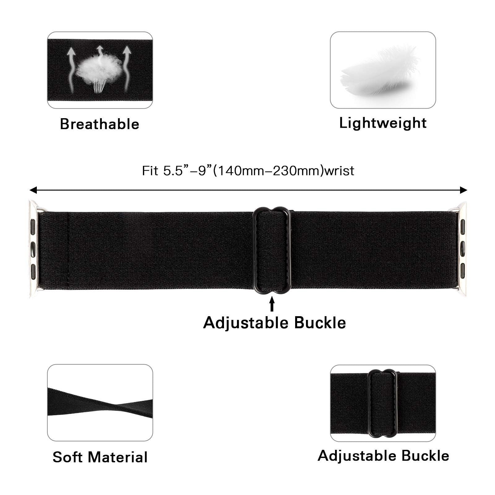 Miterv Stretchy Nylon Loop Bands Compatible With Apple Watch 42Mm 44Mm, Adjustable Soft Elastics Strap Compatible With Apple Wat