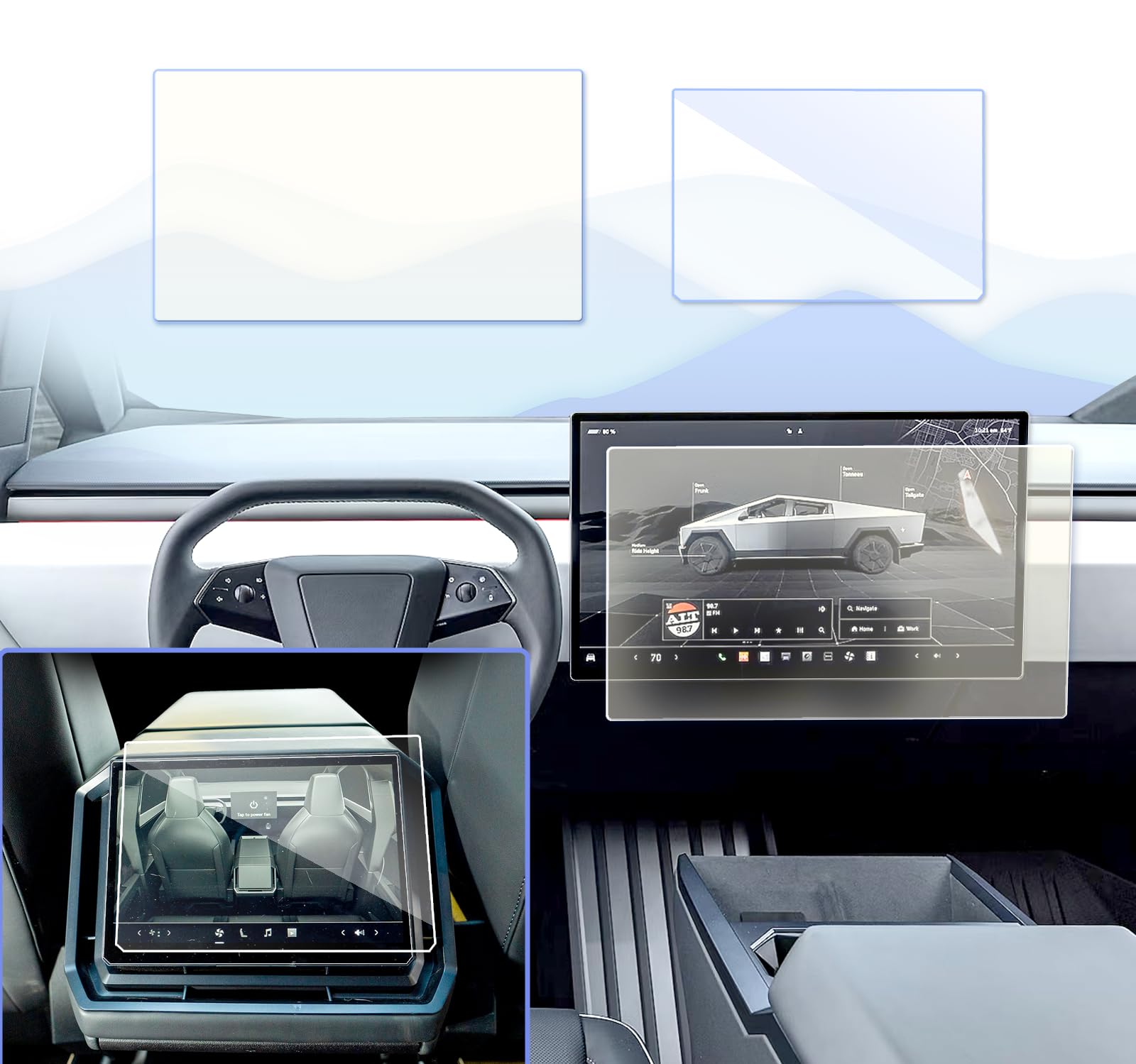 2Pcs 2024 Tesla Cybertruck Screen Protector Matte For 2024 Tesla Cybertruck Accessories 2024 Cybertruck Nav. 18.5&Rear Seat 9.4