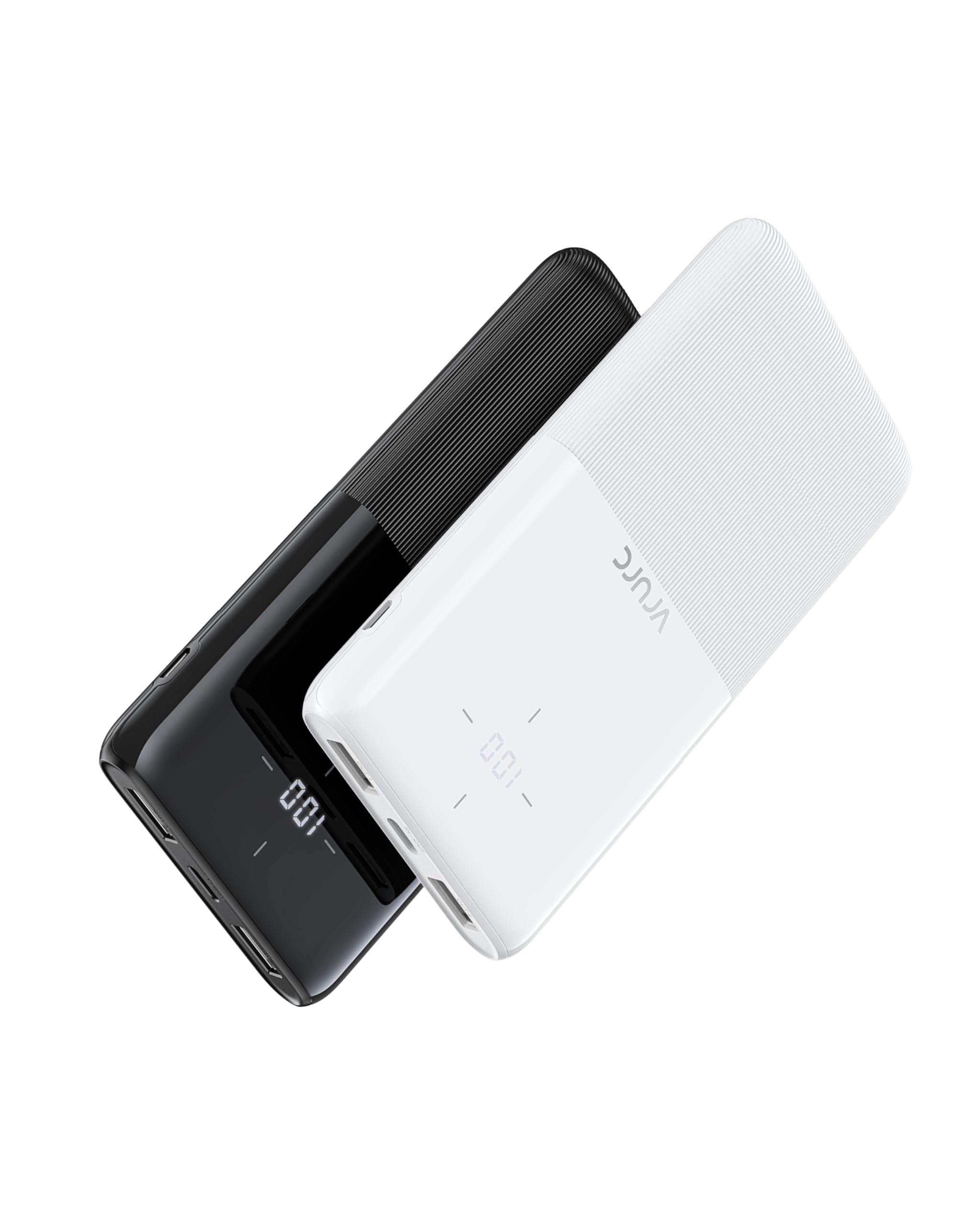 VRURC 2-Pack 10,000mAh Portable Charger Fast Charging Power Bank with USB C & LED Display, Slim Battery Pack for iPhone 16 15 14